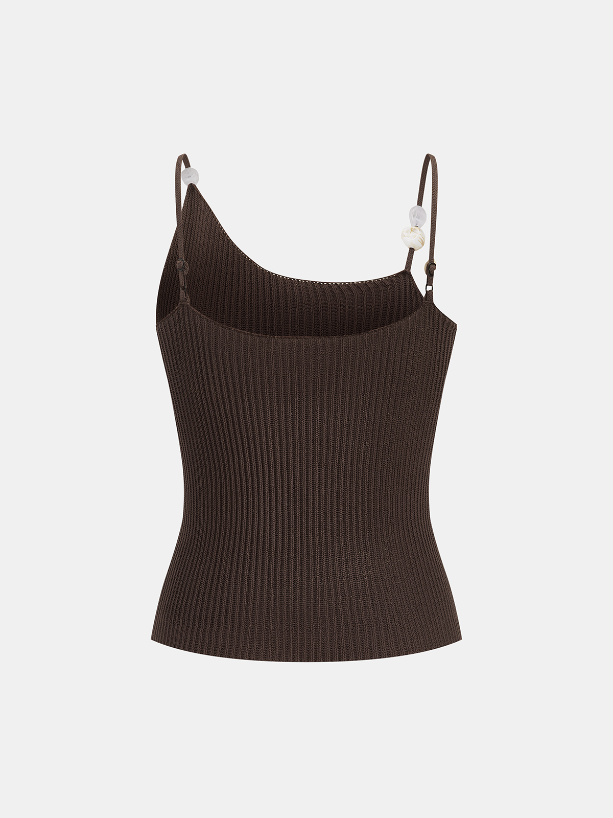 Shell Detail Ribbed Knit Cami Top for Summer Layering