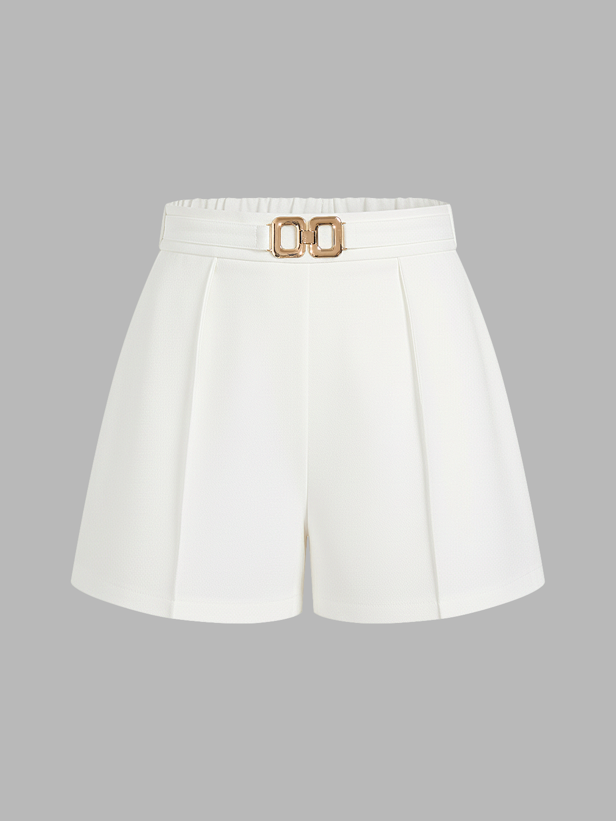 Mid Waist Metal Buckle A-Line Shorts for Women Casual Summer