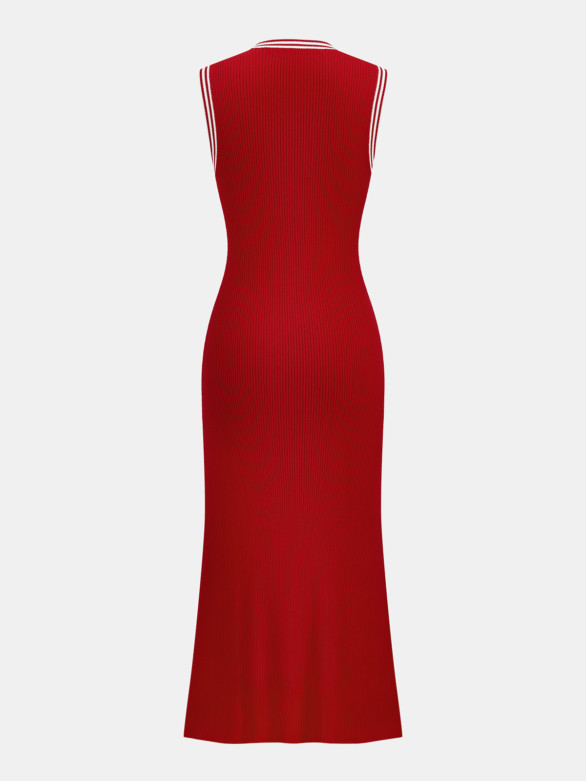 Contrast Trim Ribbed Knit Sleeveless Maxi Dress for Women Casual Summer