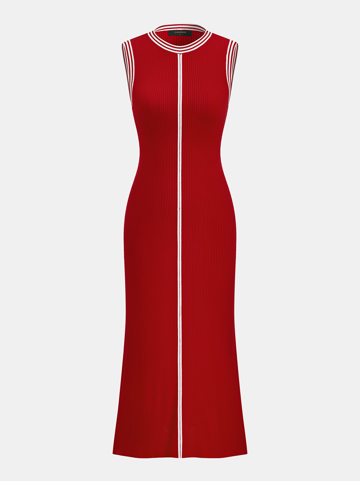 Contrast Trim Ribbed Knit Sleeveless Maxi Dress for Women Casual Summer