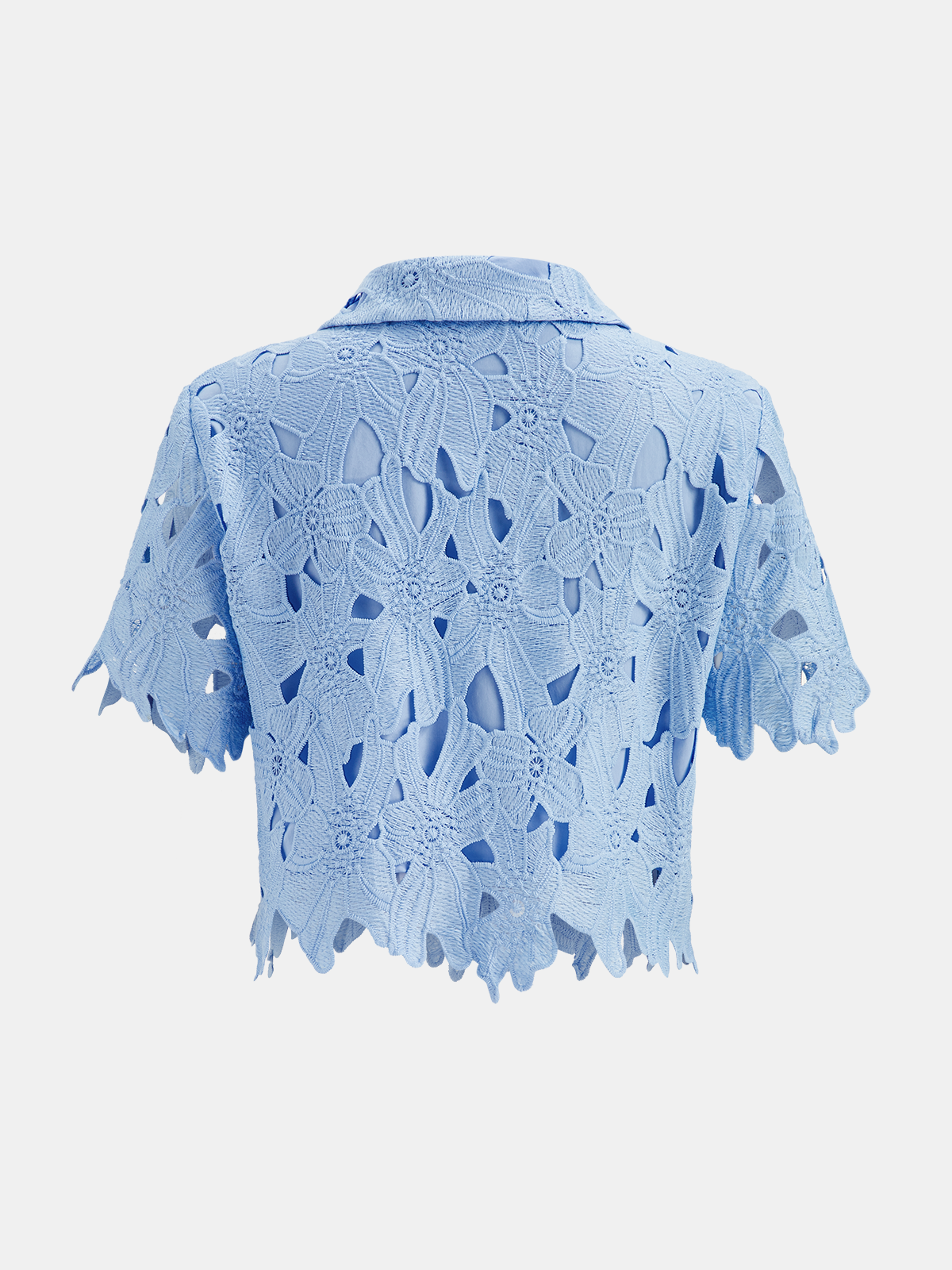 Floral Lace Cropped Shirt & Shorts Set for Women Summer Casual