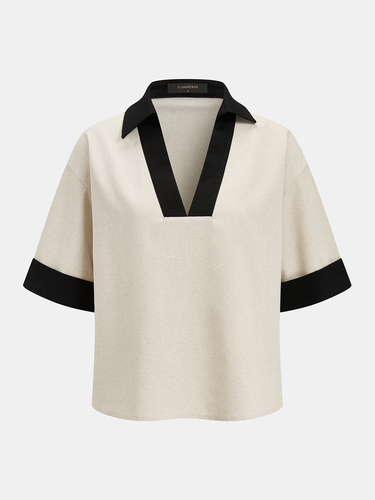 Contrast Trim Cotton Linen Top & Shorts Set for Casual Summer Wear
