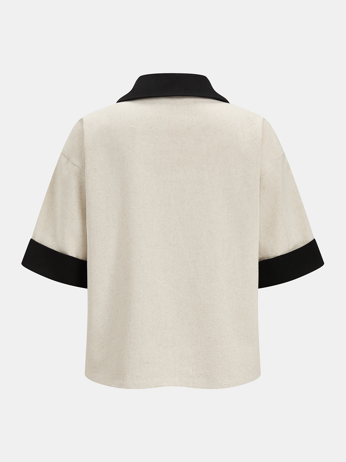 Contrast Trim Cotton Linen Top & Shorts Set for Casual Summer Wear