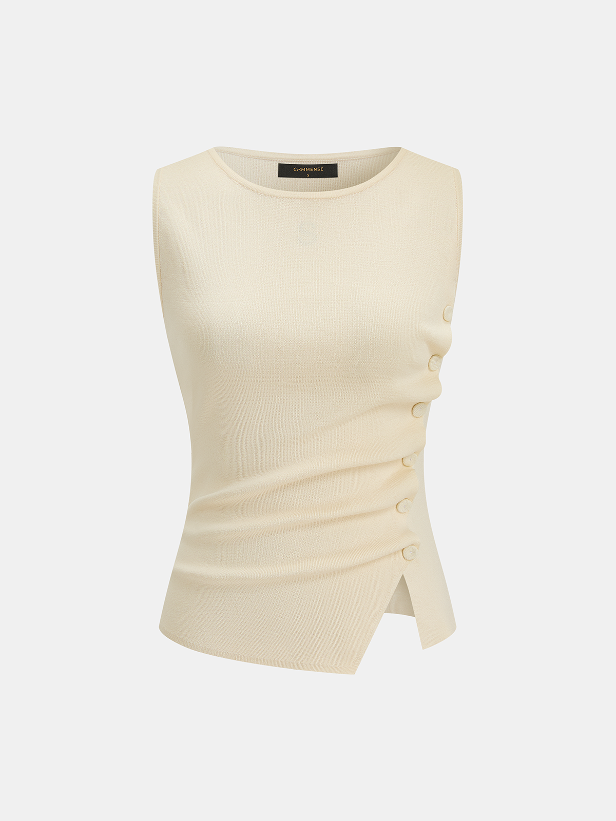 Ruched Button Detail Knit Tank Top for Women Summer Casual