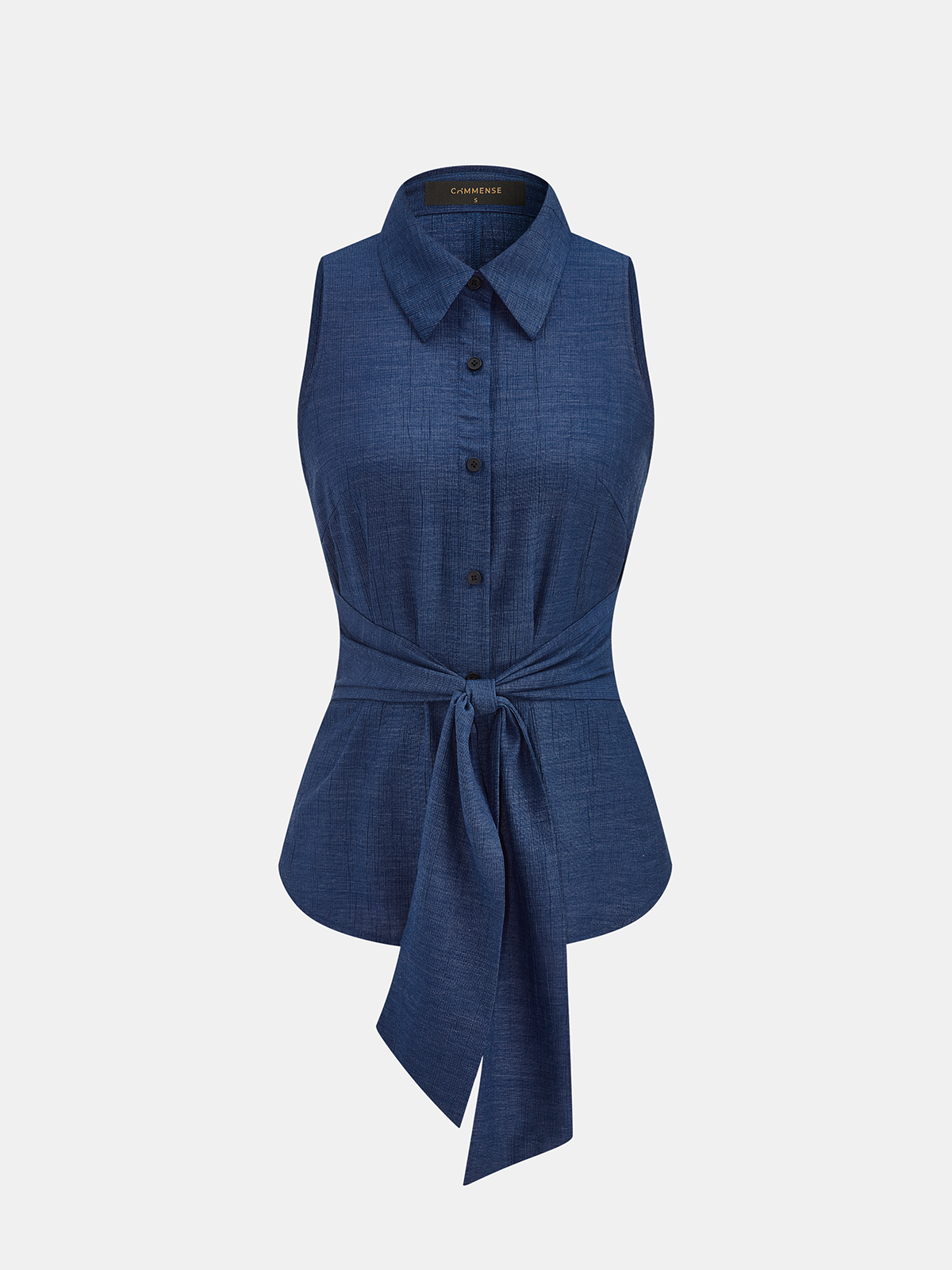 Faux Denim Tie Waist Top & Pants Set Stylish Comfortable Outfit