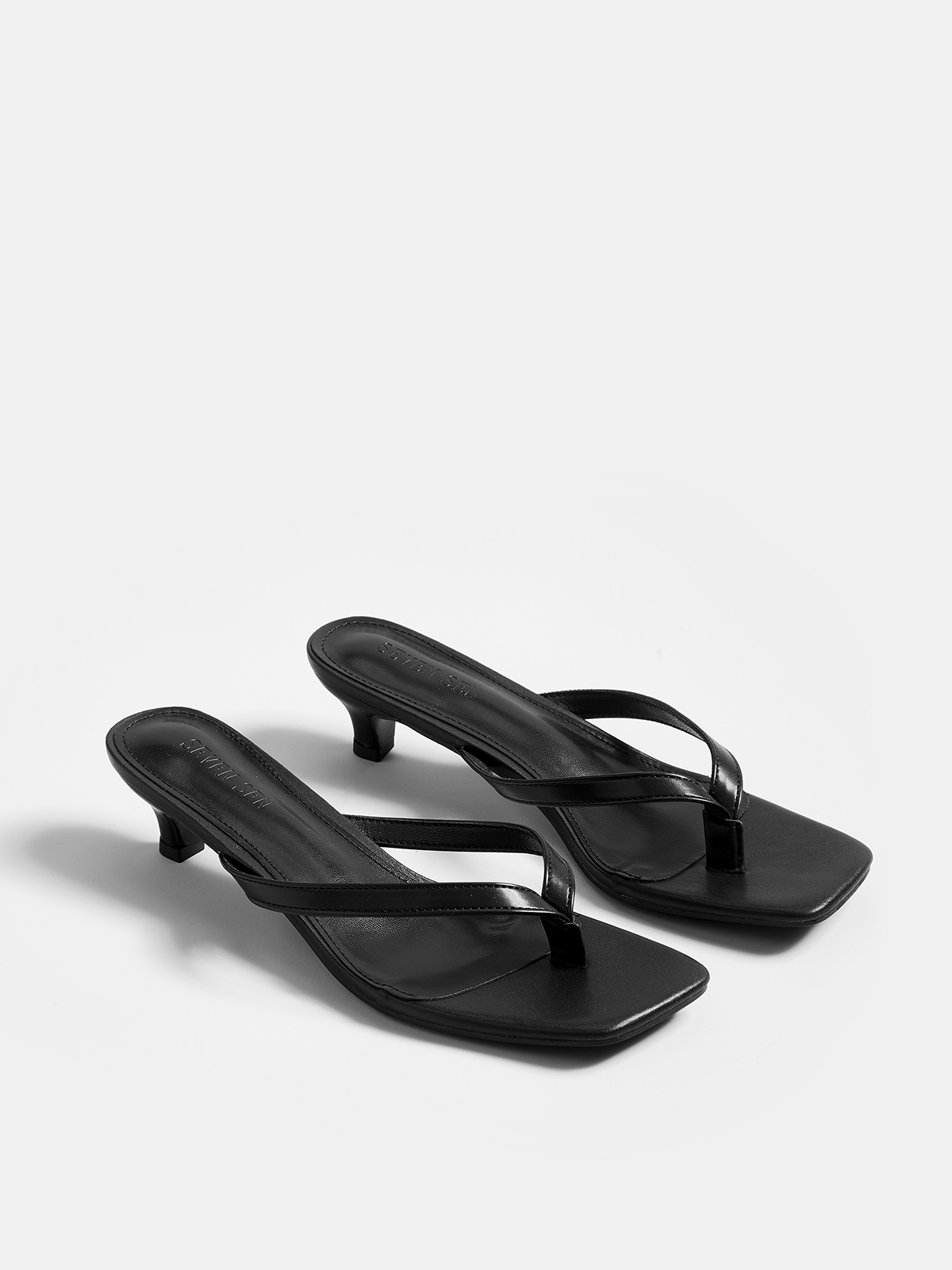 Genuine Leather Thong Kitten Heel Sandals for Women Comfort Fit