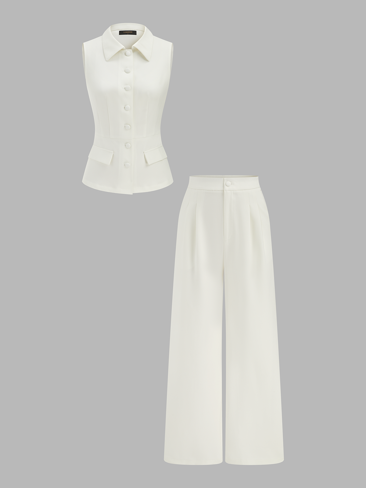 Collared Cotton Linen Vest & Pants Set for Casual Summer Wear