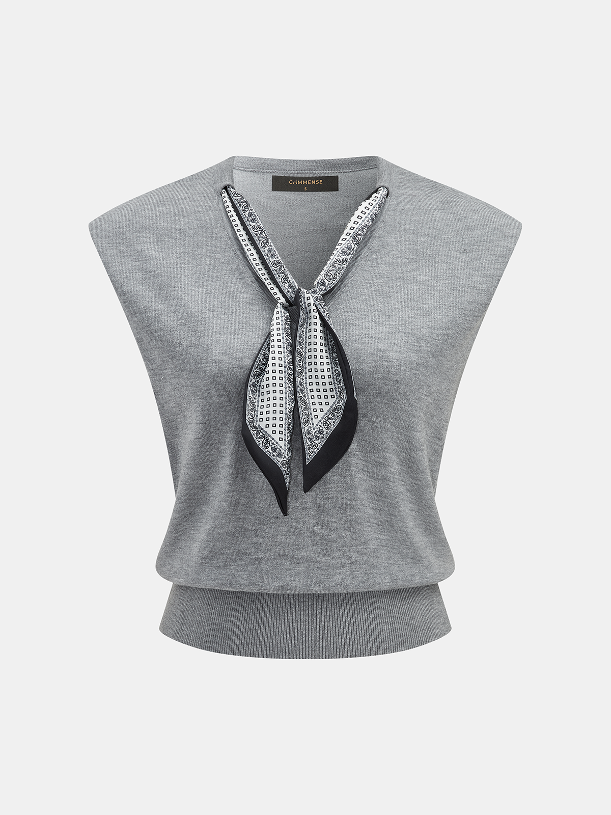 Detachable Scarf Sleeveless Knit Top Versatile Layering Essential
