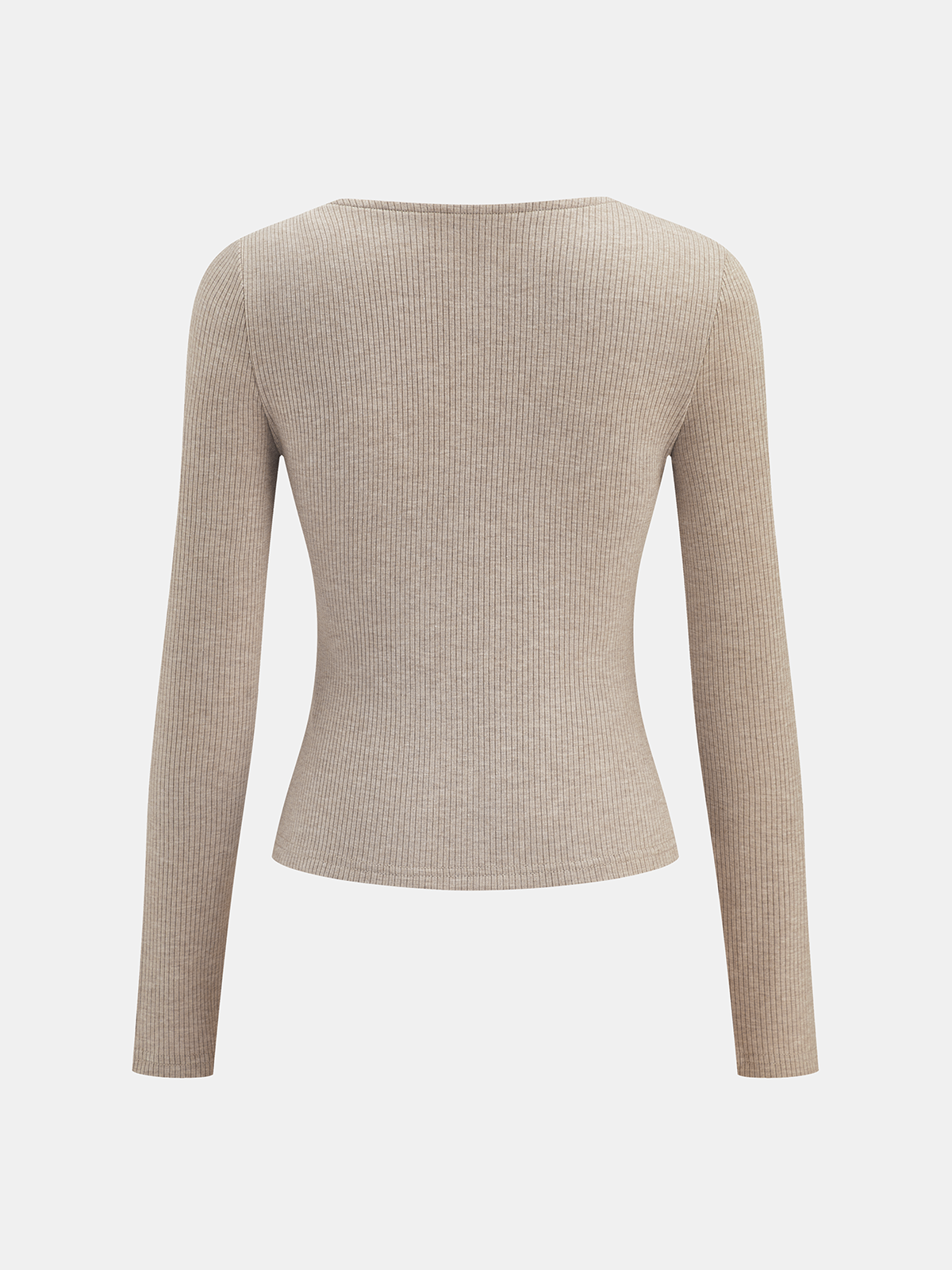 V-Neck Lace Panel Ribbed Knit Top for Women Casual Wear