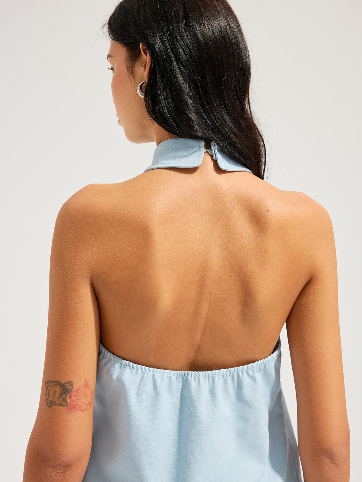 Linen Blend Halter Top & Belted Shorts Set for Summer Beachwear