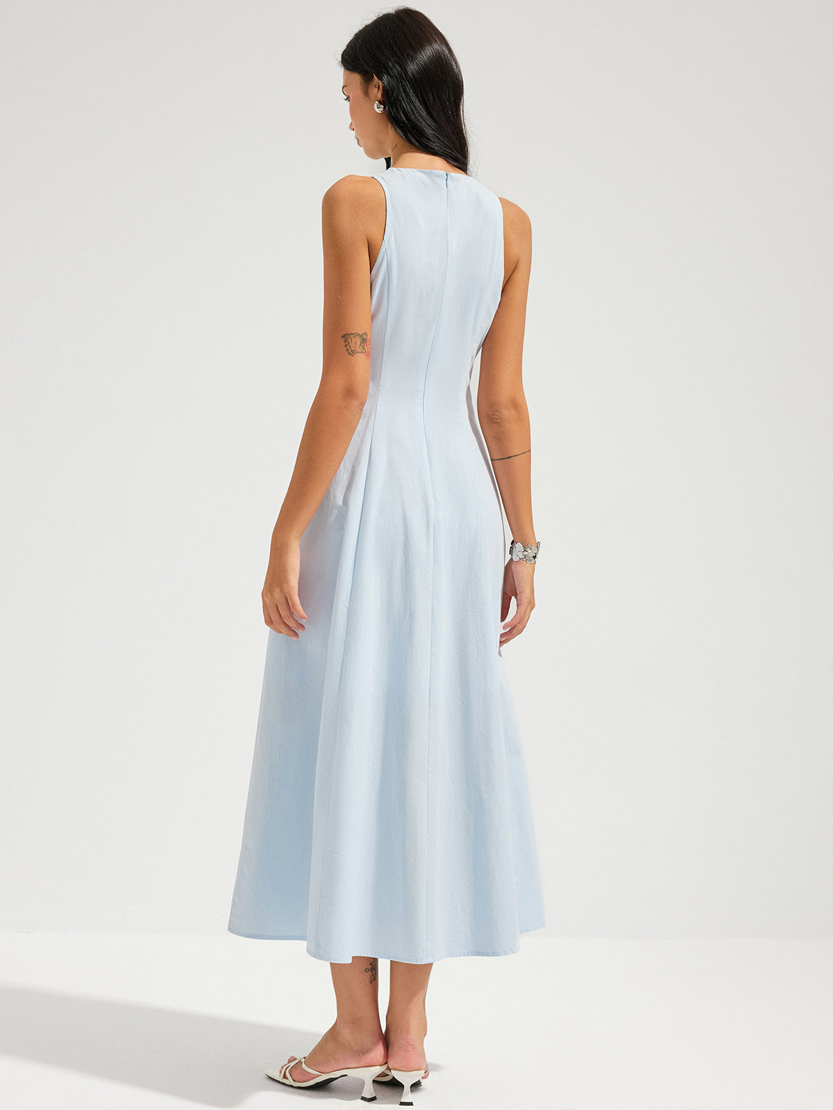 Cotton Sleeveless Keyhole Tie-Waist Maxi Dress for Women Summer Casual