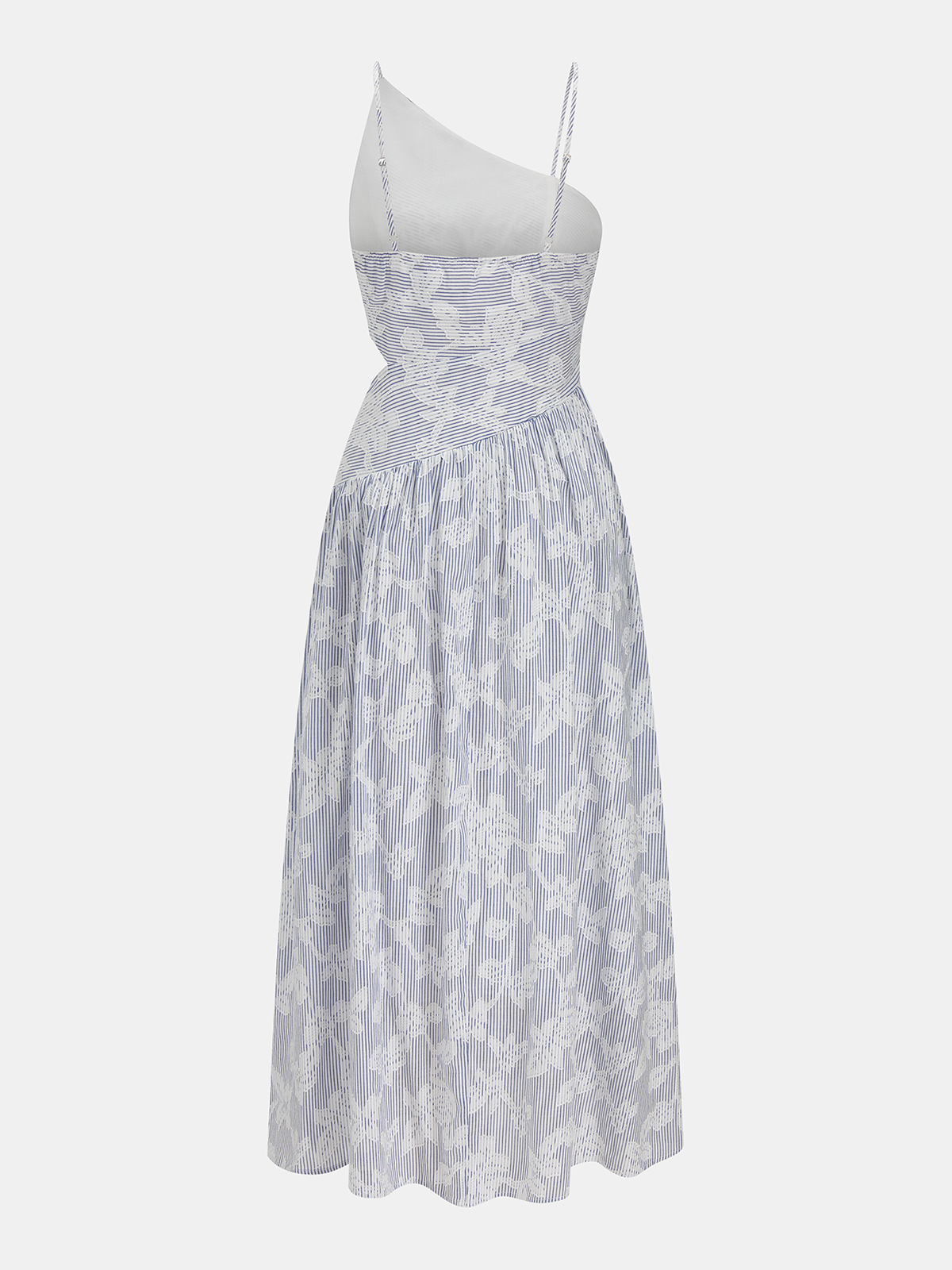 Asymmetric Striped Floral Embroidery Maxi Dress for Women, Elegant Long Summer Wear