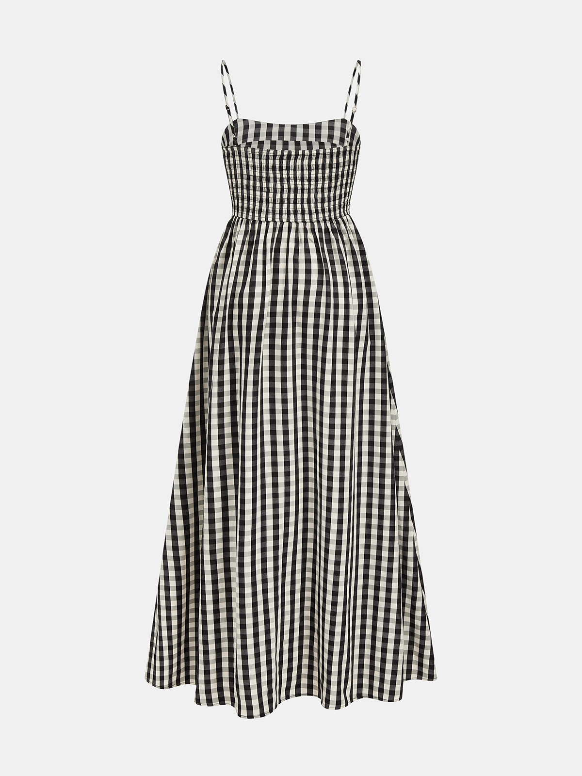 Gingham Cotton Blend Cutout Cami Maxi Dress with Side Slits and Adjustable Straps