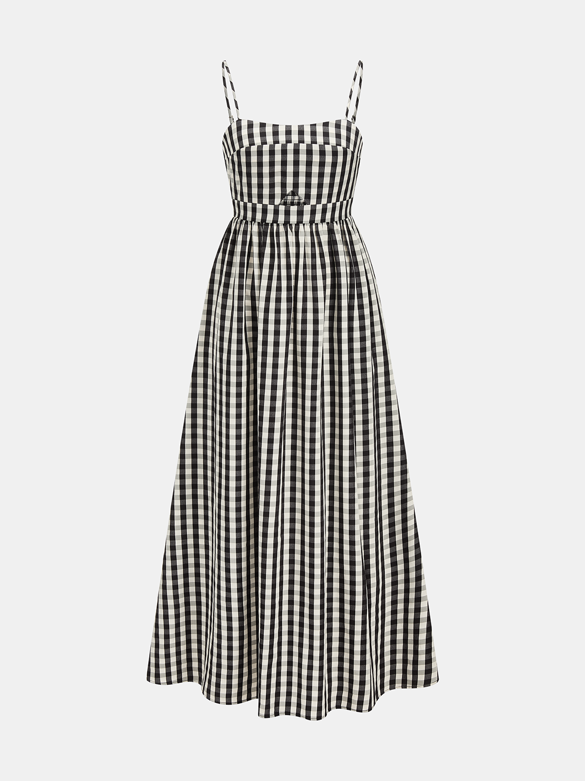 Gingham Cotton Blend Cutout Cami Maxi Dress with Side Slits and Adjustable Straps