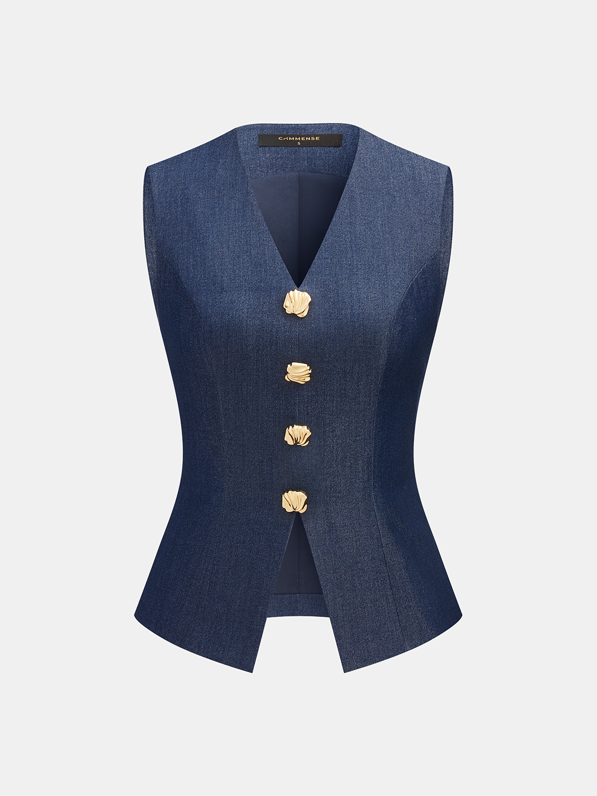 Metal Detail Vest & Wide Leg Pants Set with Belt Accessory