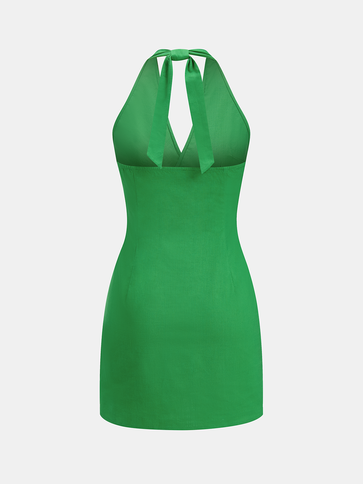 Twisted Halter Cotton Linen Mini Dress Summer Casual Wear