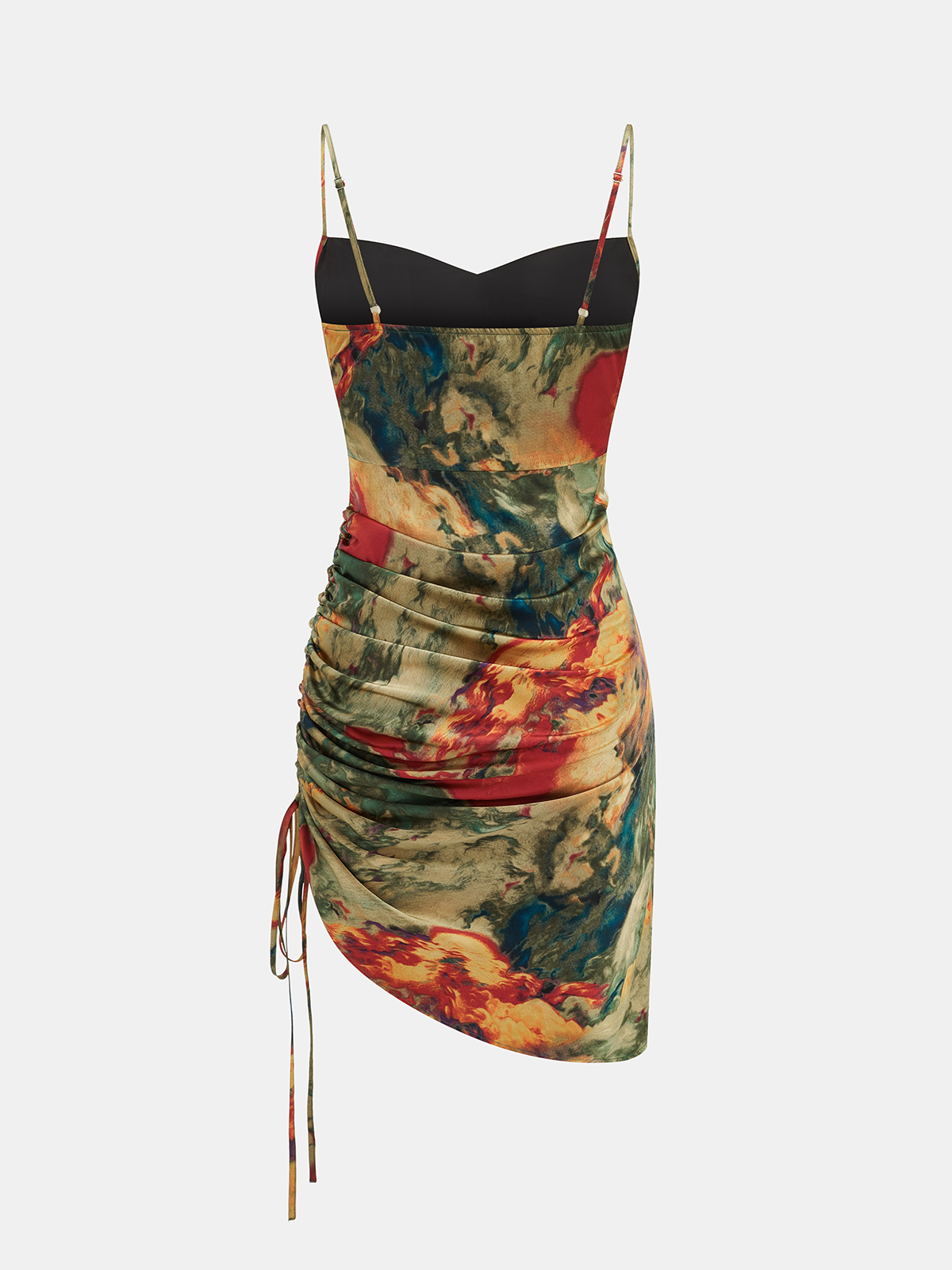 Abstract Print Ruched Drawstring Cami Mini Dress for Women Summer 2023