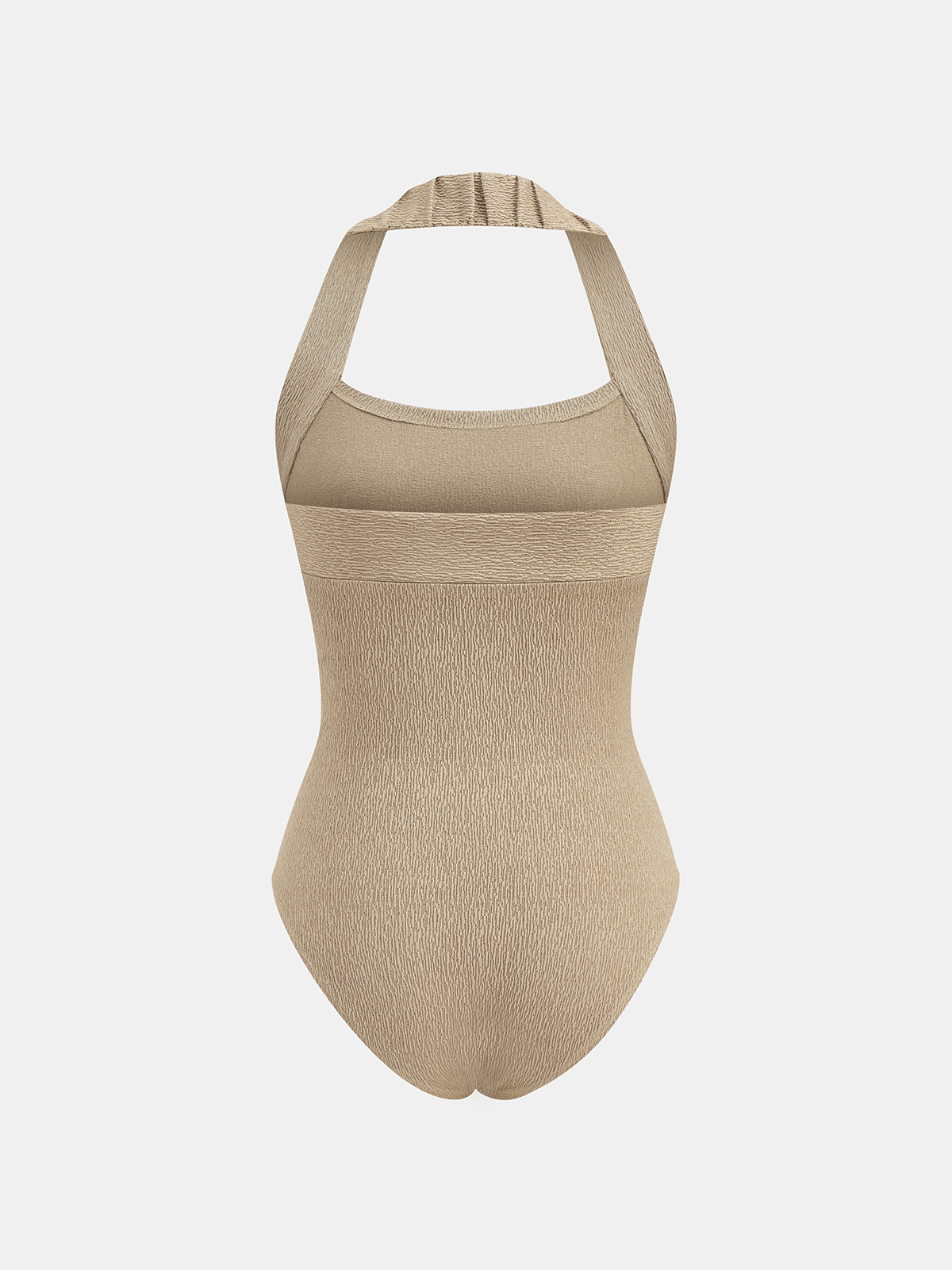 Crinkle Texture Halter Neck Sleeveless Bodysuit for Women, Casual Summer Style
