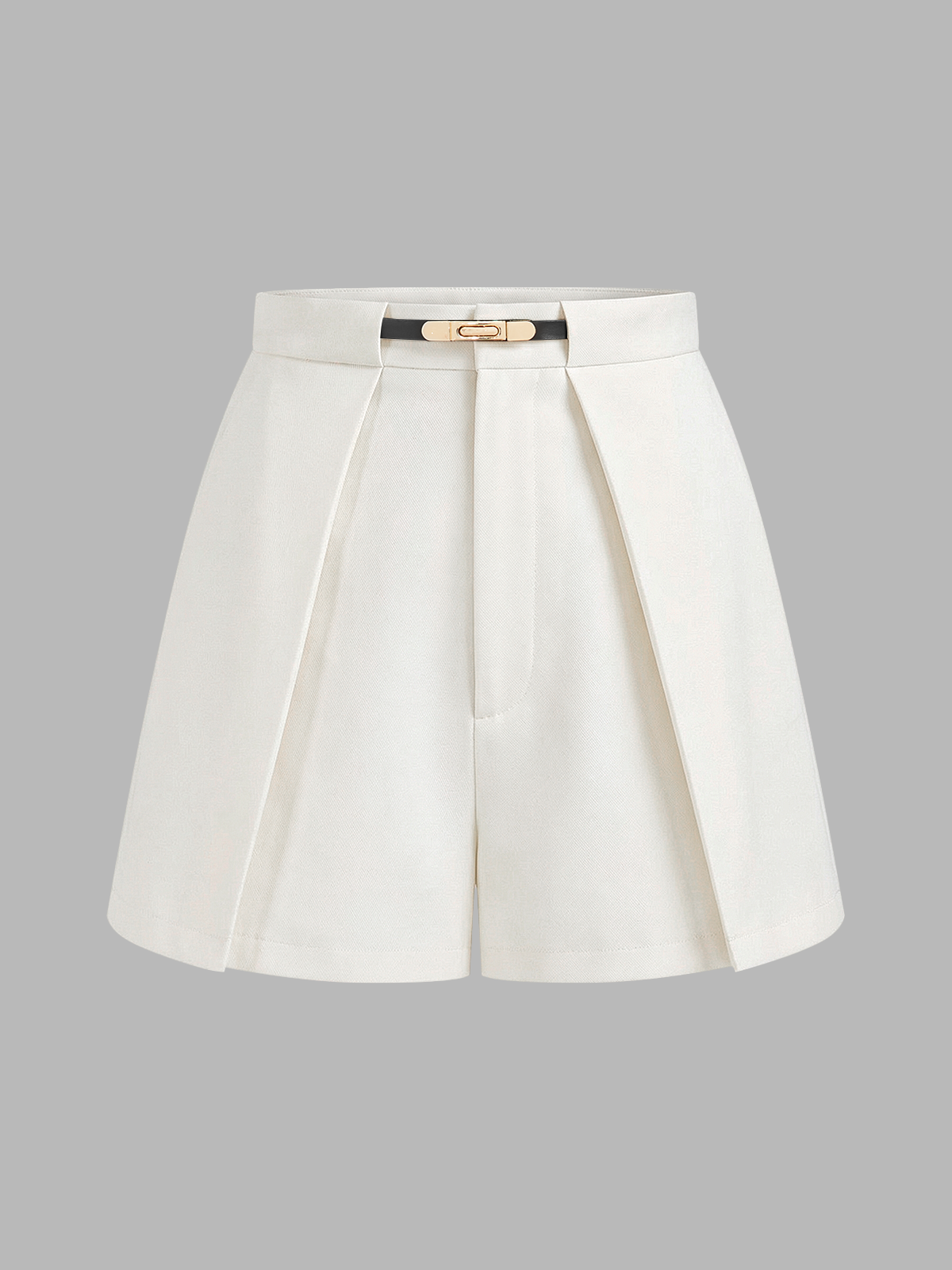 Mid-Waist Belted Casual Shorts for Women Comfort Fit Cotton