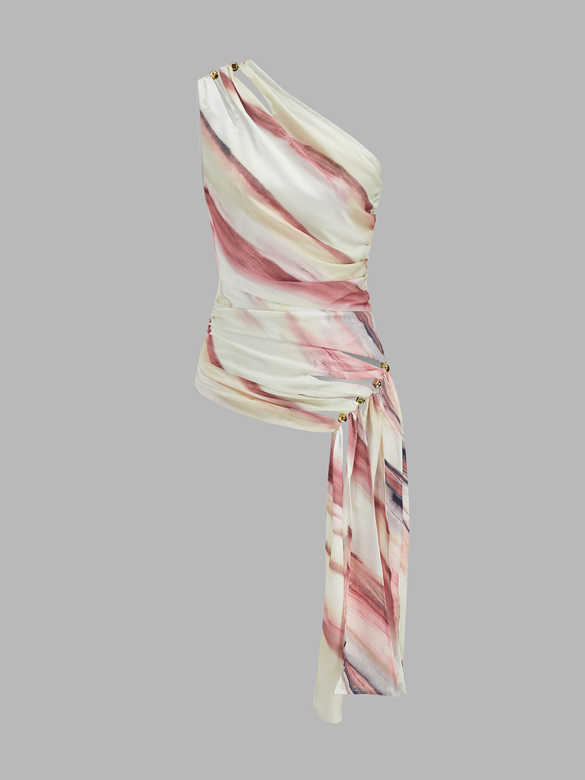 Tie Dye One Shoulder Cutout Top with Trendy Asymmetrical Design