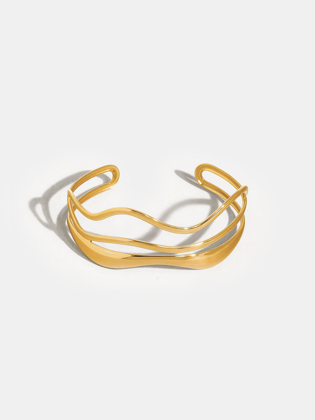 Irregular Wavy Open Cuff Bangle Textured Statement Bracelet