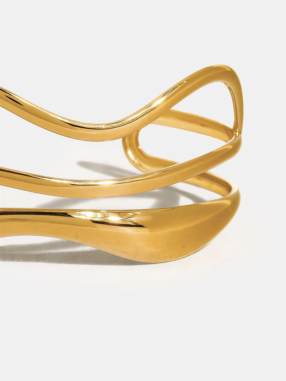 Irregular Wavy Open Cuff Bangle Textured Statement Bracelet