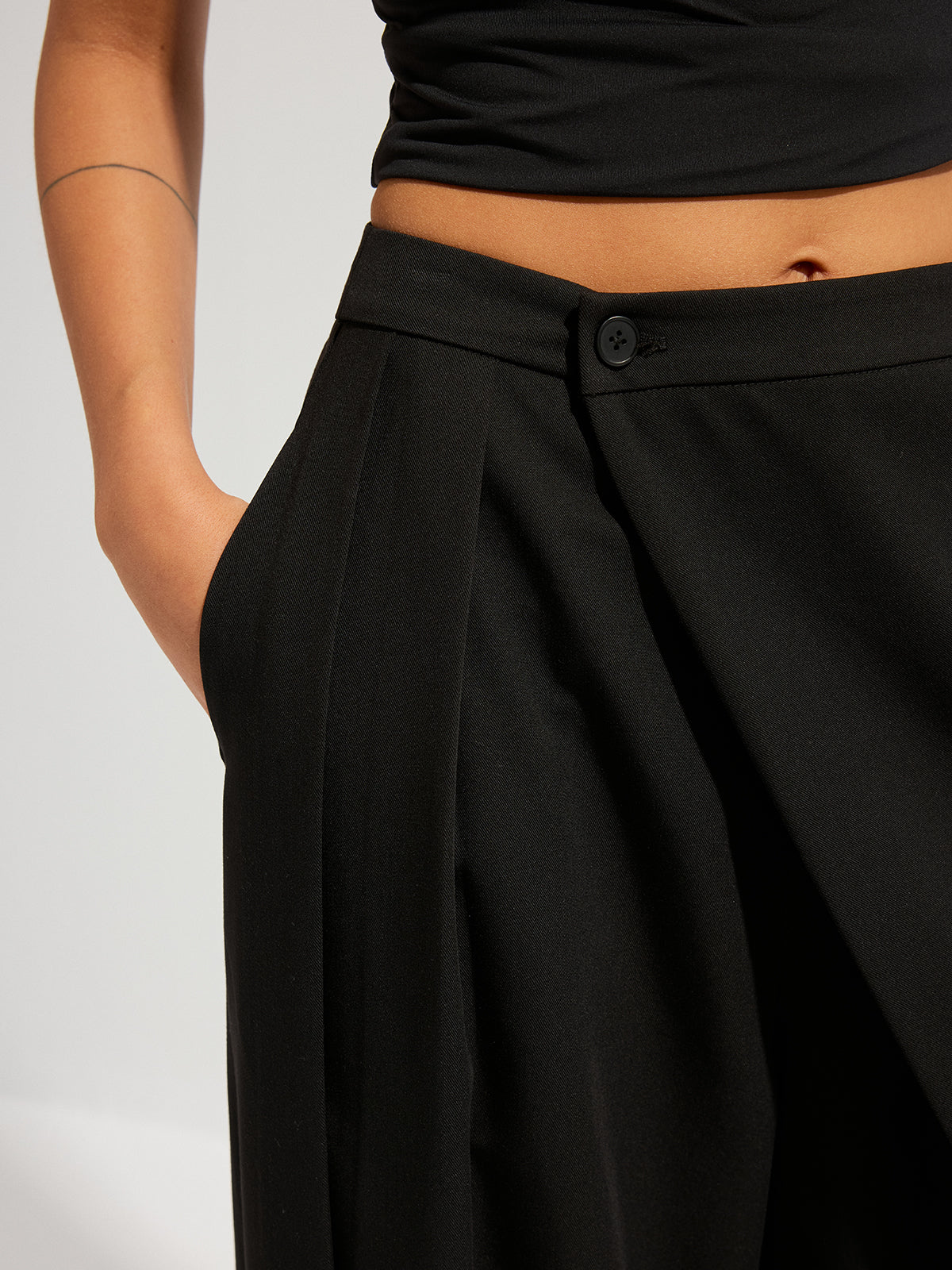 Asymmetric Overlay Balloon Wide-Leg Pants - Trendy High Waist Palazzo Style