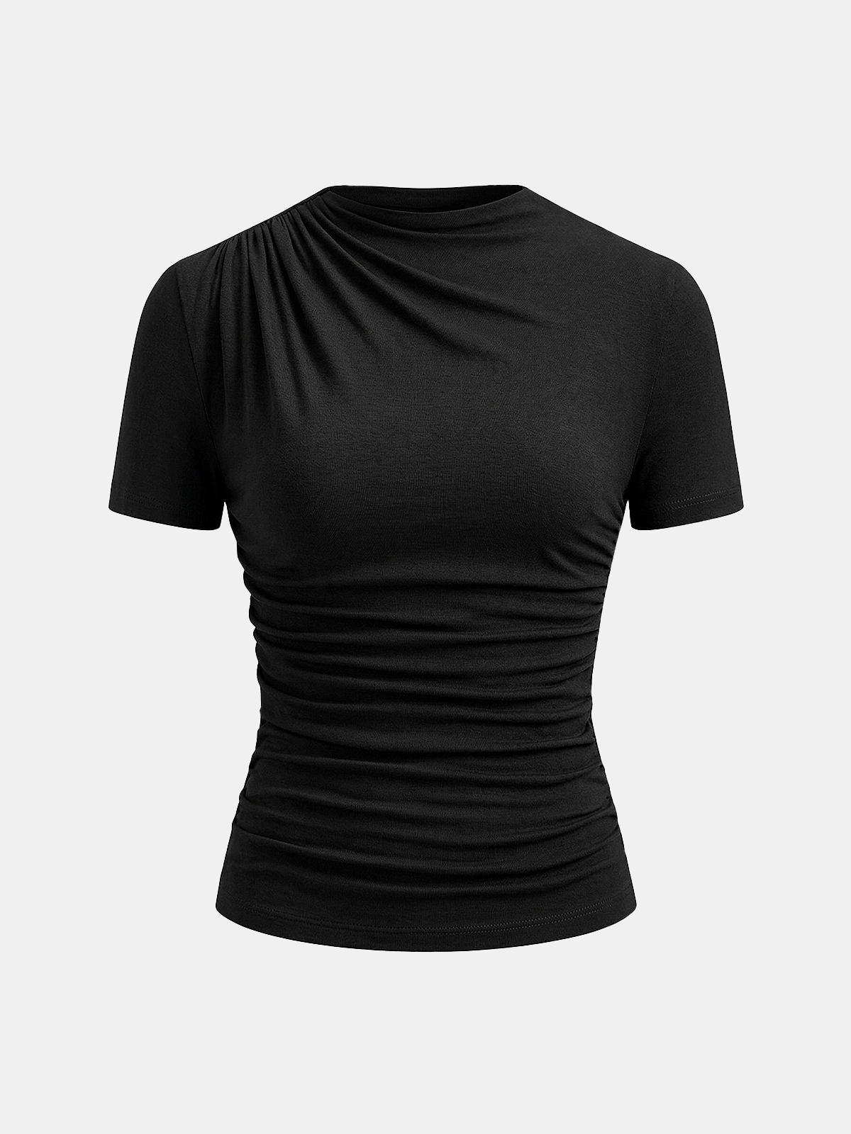Ruched Fitted Short Sleeve Top Casual Everyday Wear