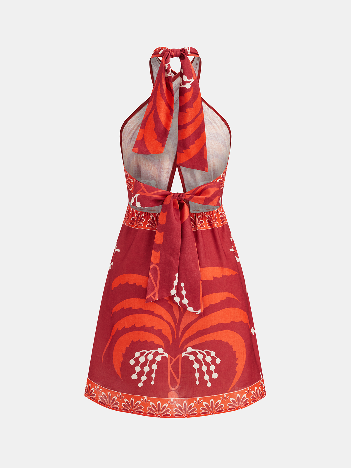 Tropical Print Halter Wrap Mini Dress for Women Summer Beachwear