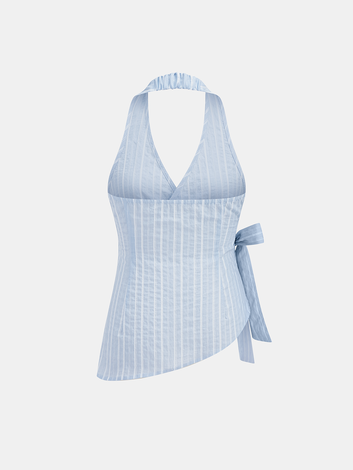 Striped Wrap Halter Tie-Waist Top Women's Casual Summer Blouse