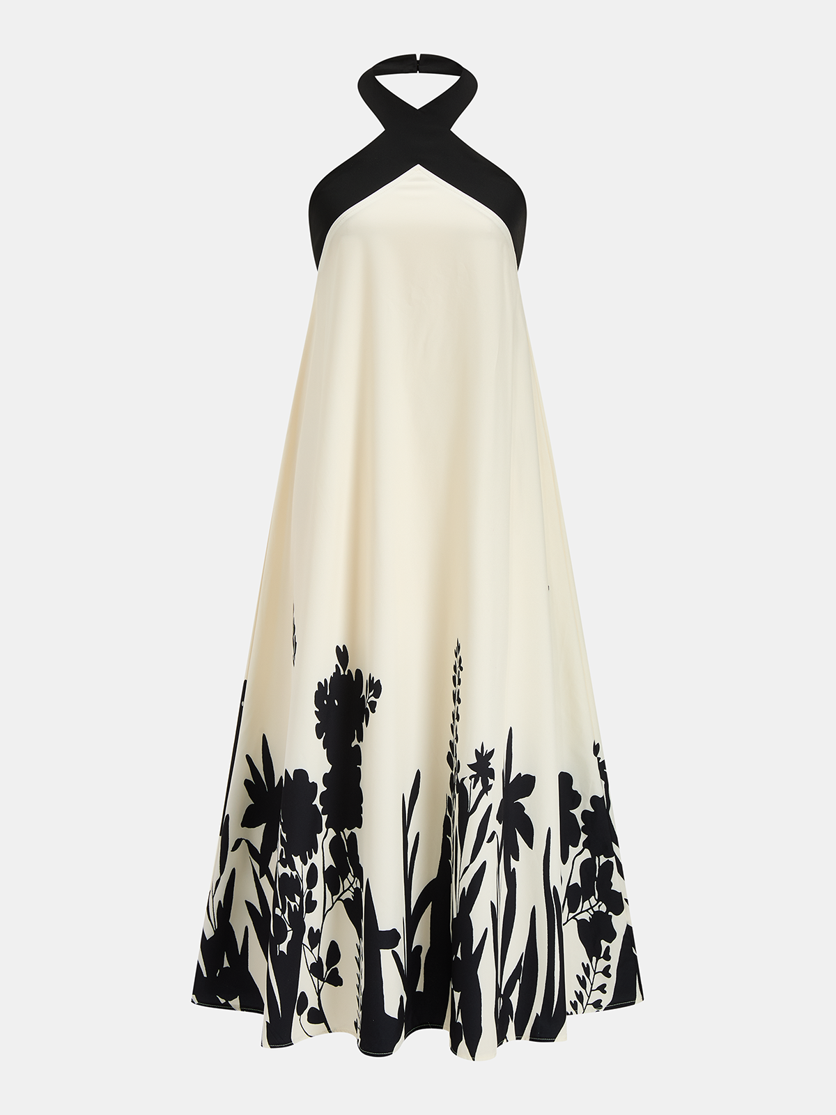 Halter Neck Floral Print Midi Dress for Summer Weddings