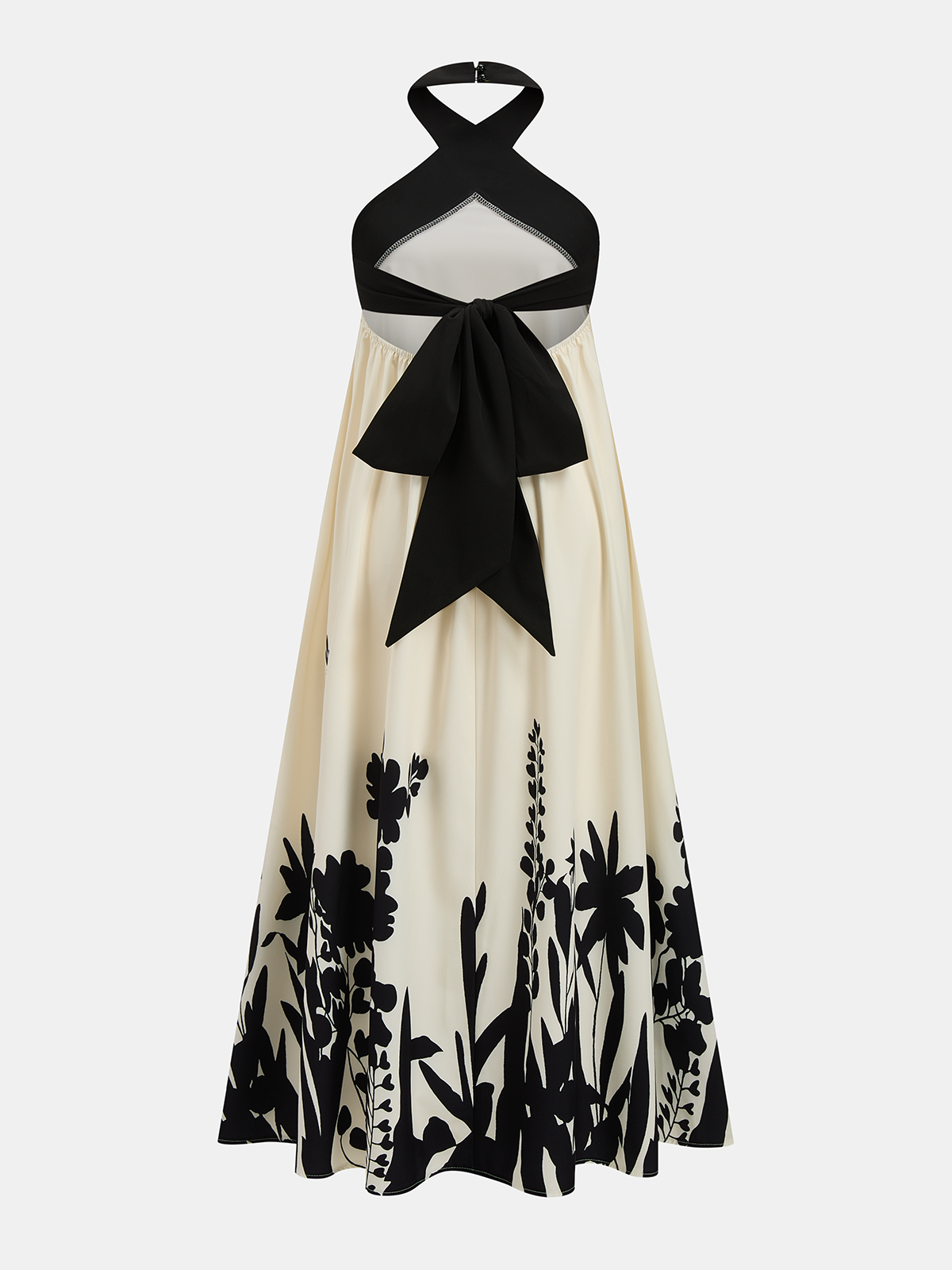 Halter Neck Floral Print Midi Dress for Summer Weddings