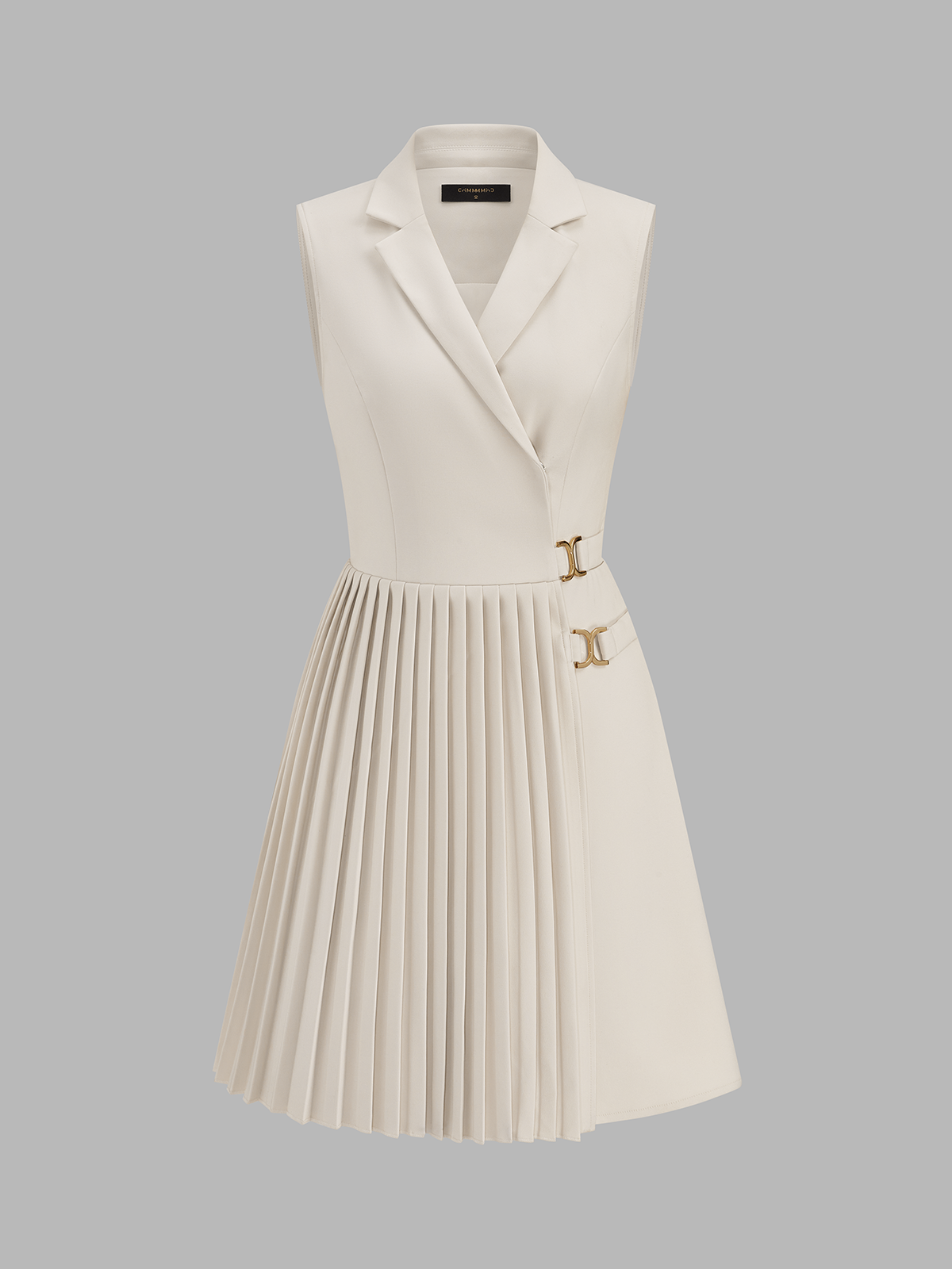 Sleeveless Lapel Pleated Mini Dress for Women Casual Summer Style