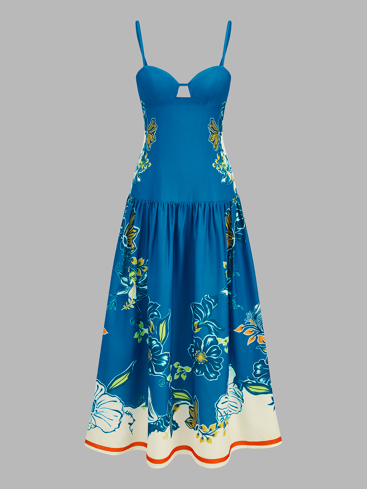 Floral Print Cut Out Bust Cami Midi Dress for Women Summer Trend