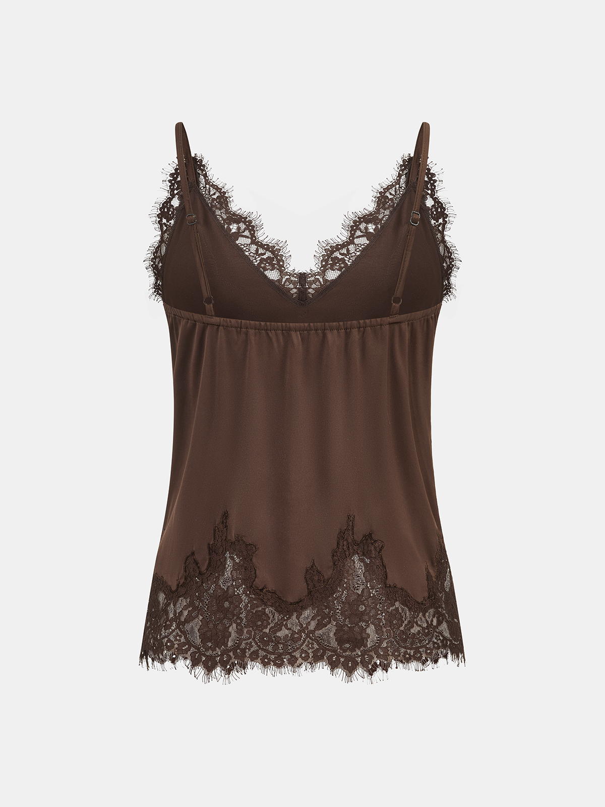 Lace Trim Satin V-Neck Cami Top for Women Summer Casual