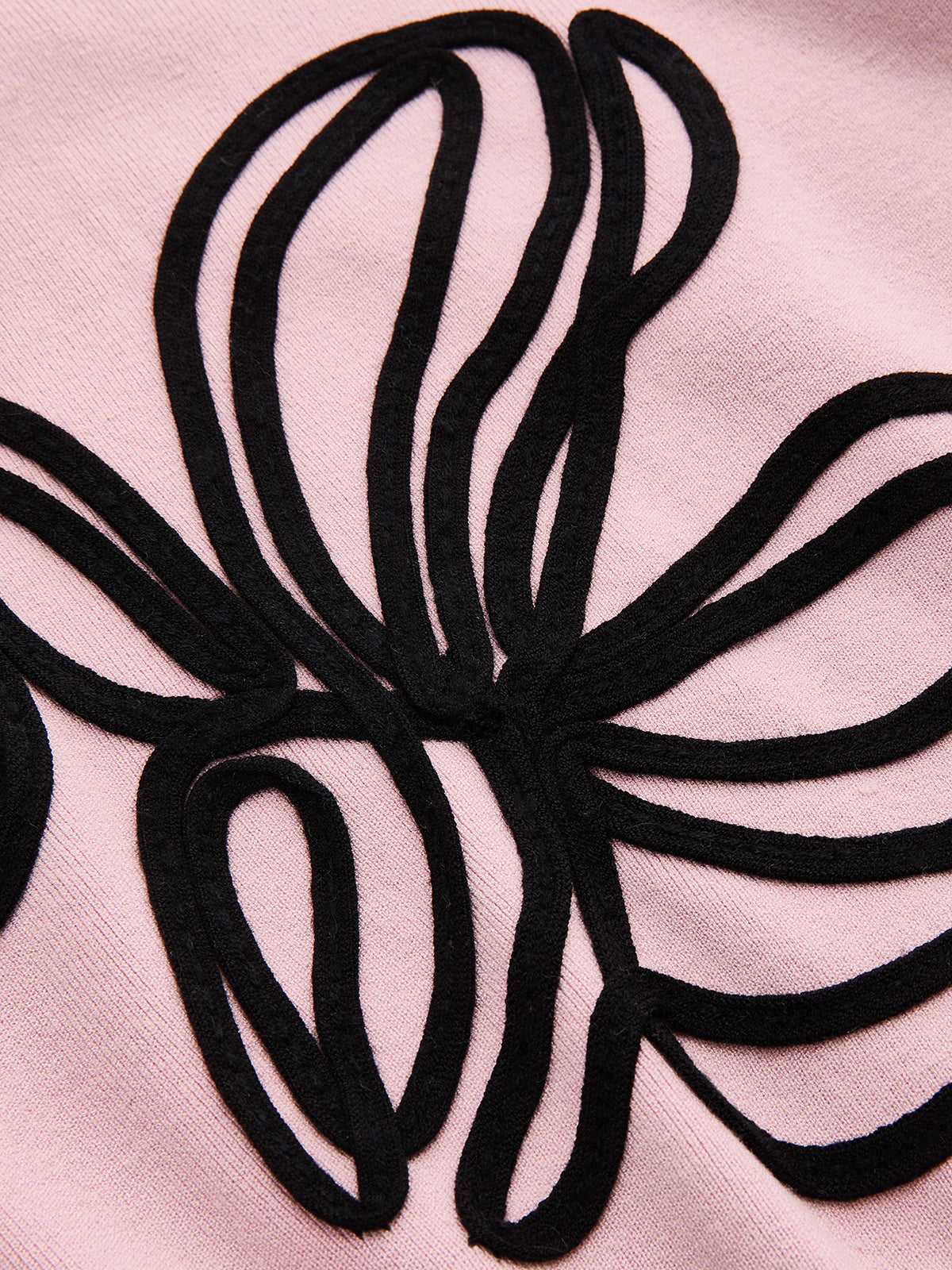 3D Floral Applique Short Sleeve Knit Dress with Scalloped Hem
