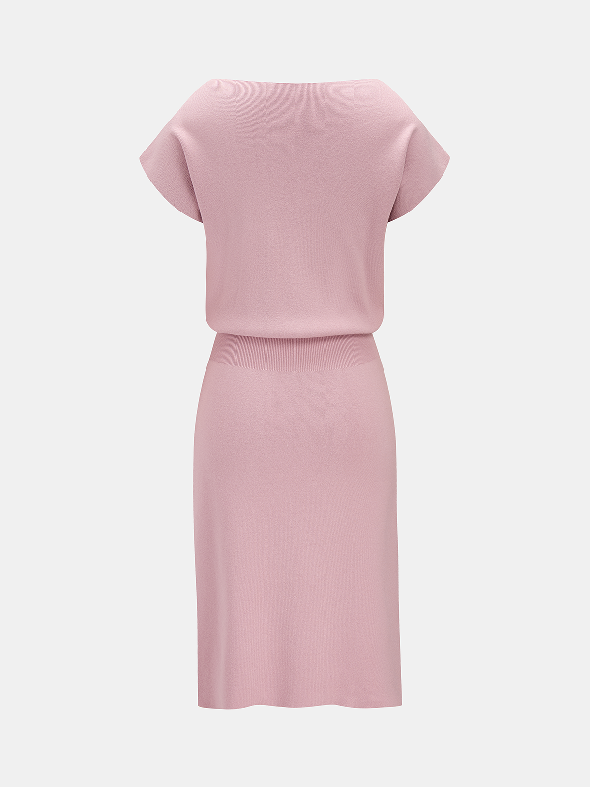 3D Floral Applique Short Sleeve Knit Dress with Scalloped Hem