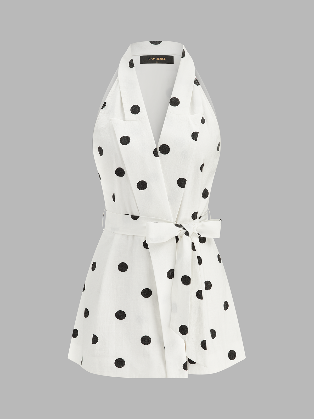 Polka Dot Belted Top & Shorts Set for Summer Casual Wear
