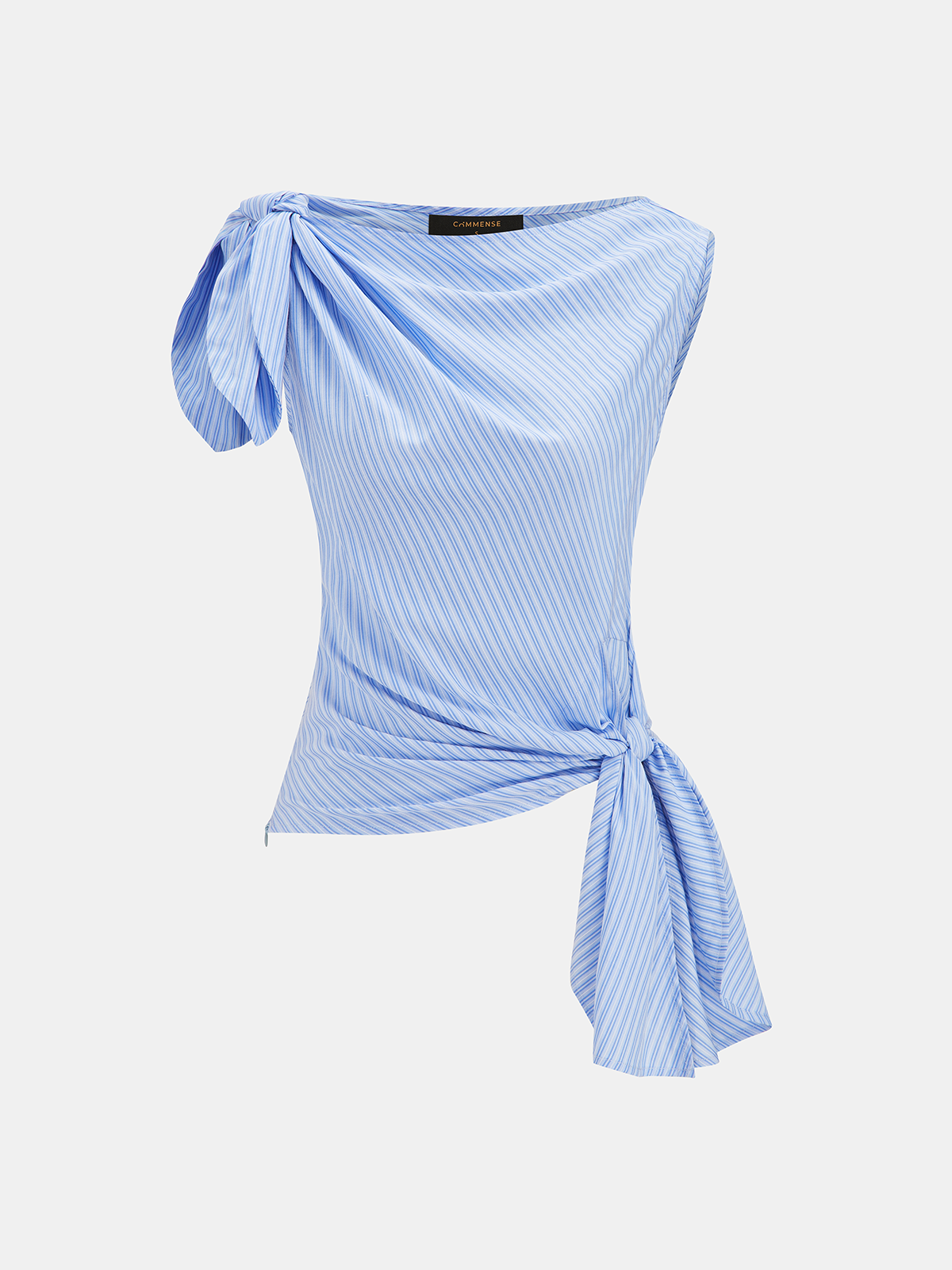 Striped Knot Detail Asymmetrical Tank Top with Adjustable Straps for Women