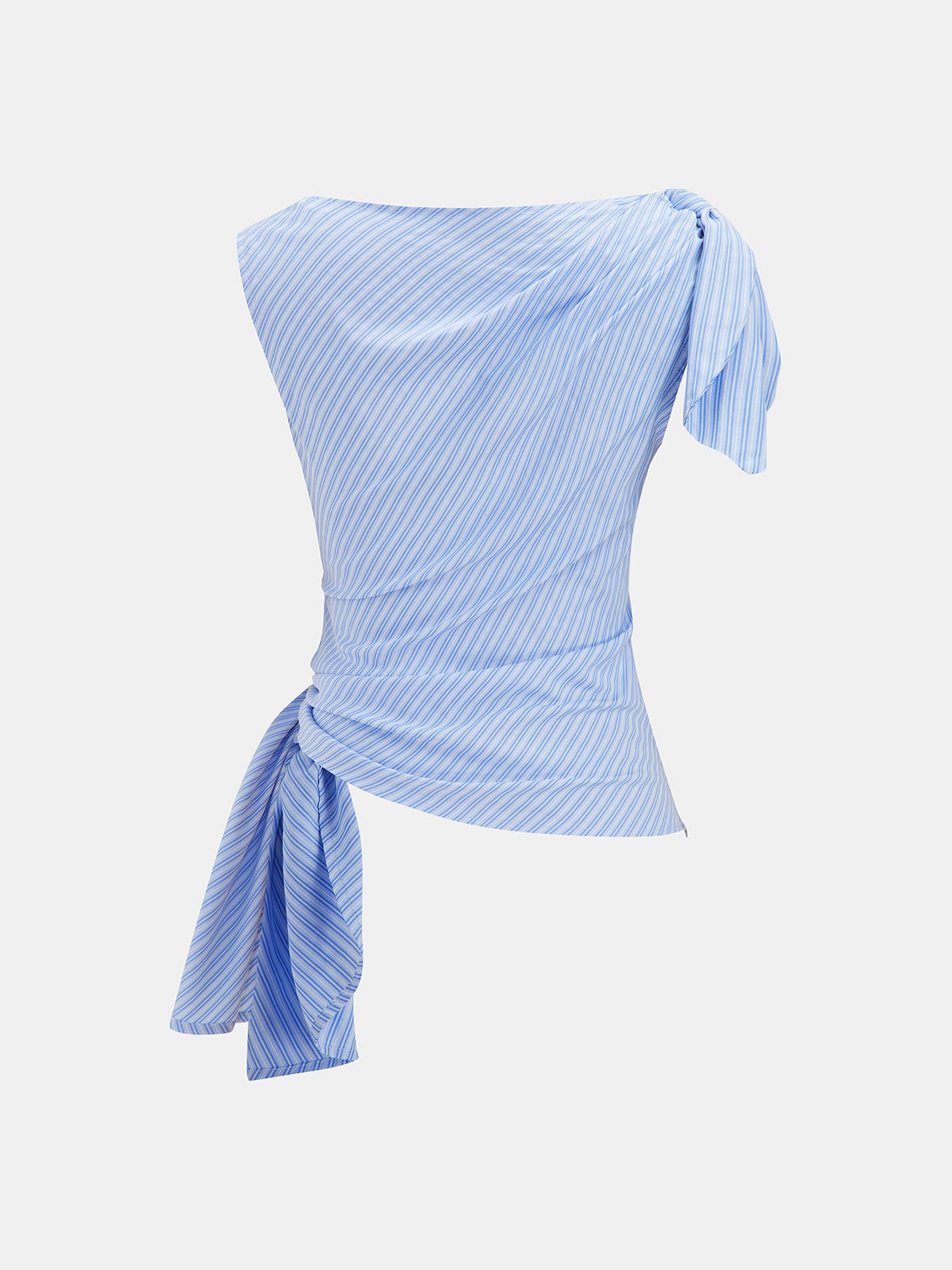 Striped Knot Detail Asymmetrical Tank Top with Adjustable Straps for Women
