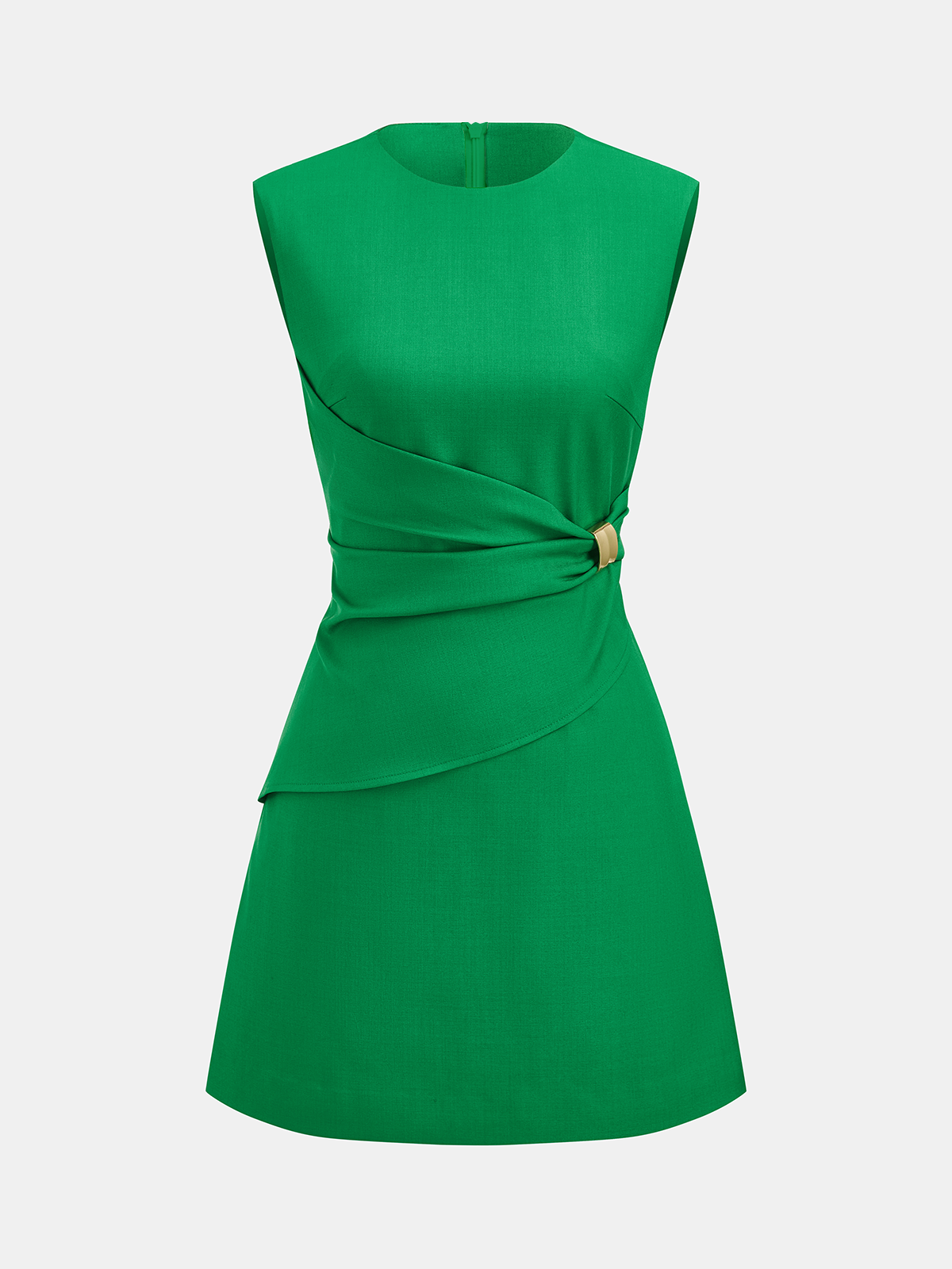 Sleeveless Buckle Waist Mini Dress Trendy Women's Casual Summer Outfit