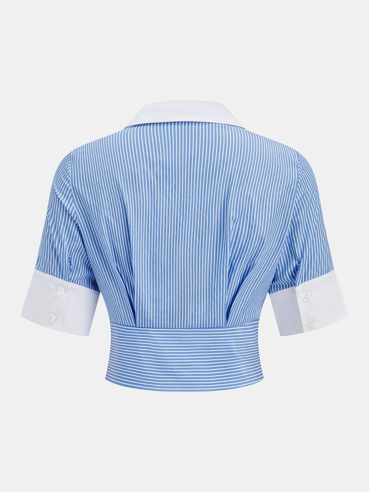 Striped Cropped Half Sleeve Button Shirt for Women Casual Wear