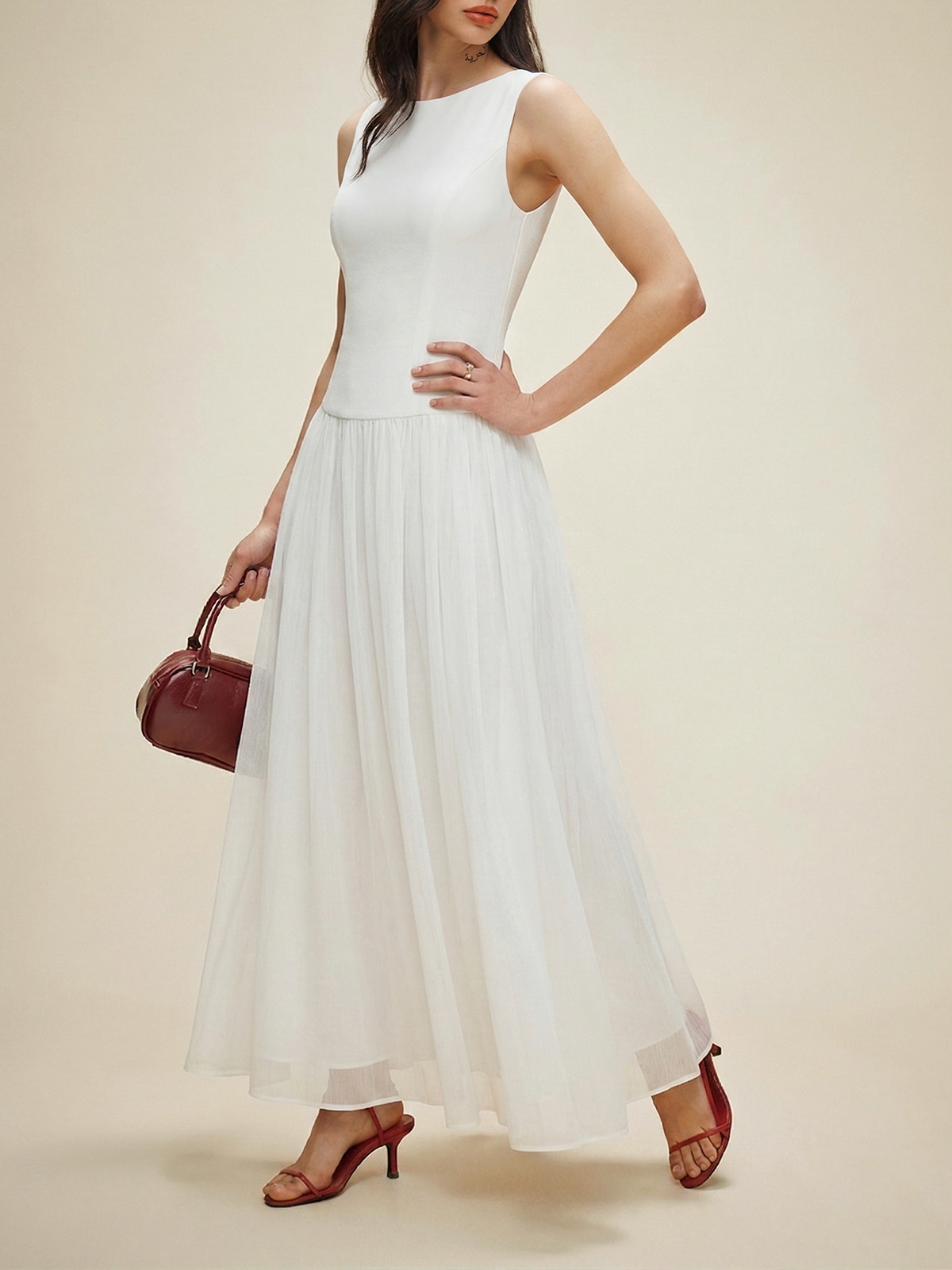 Sleeveless Crew Neck Flowy Maxi Dress for Women, Casual Summer Style