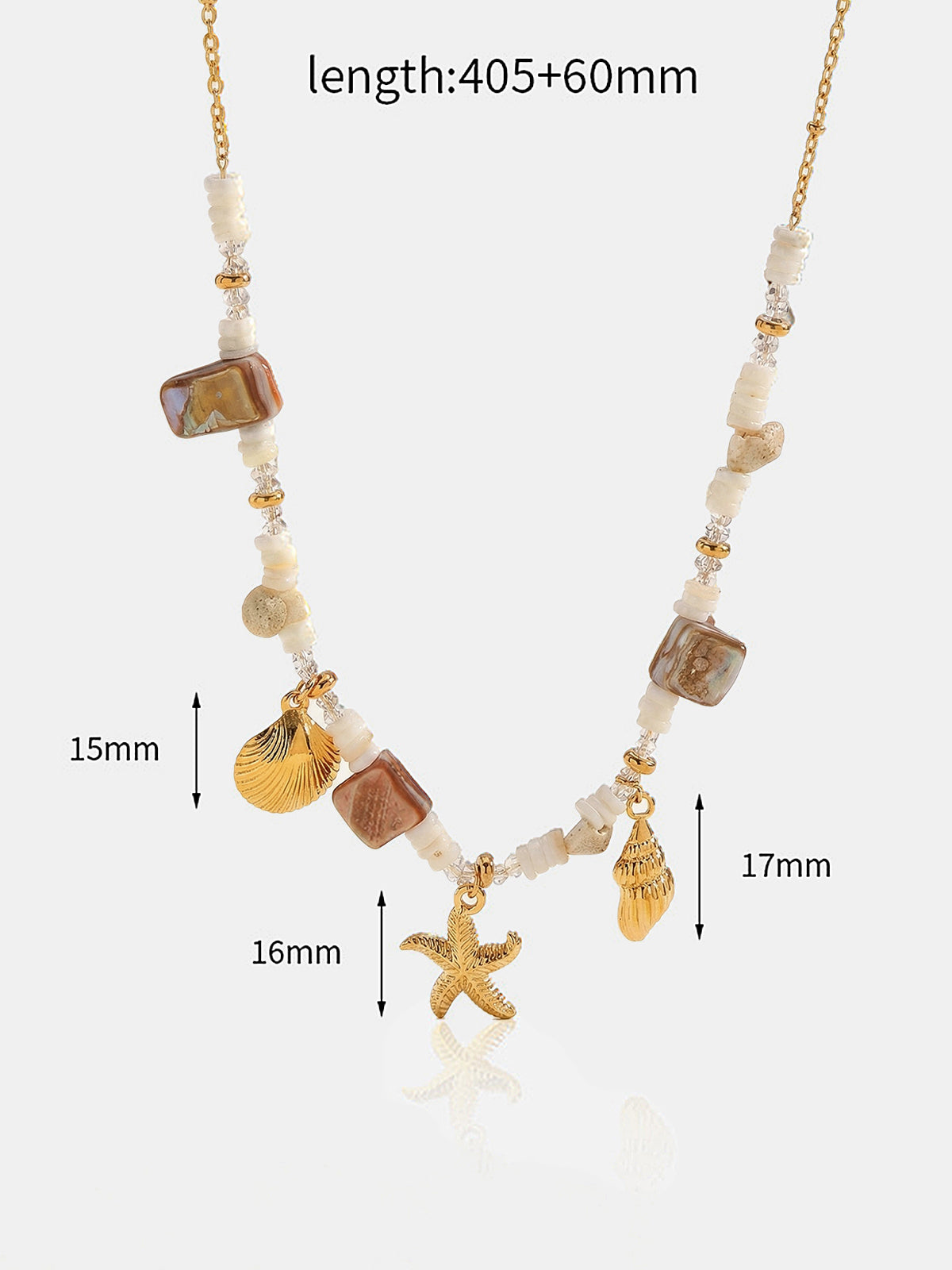 Ocean Starfish Shell Beaded Necklace Handmade Coastal Jewelry