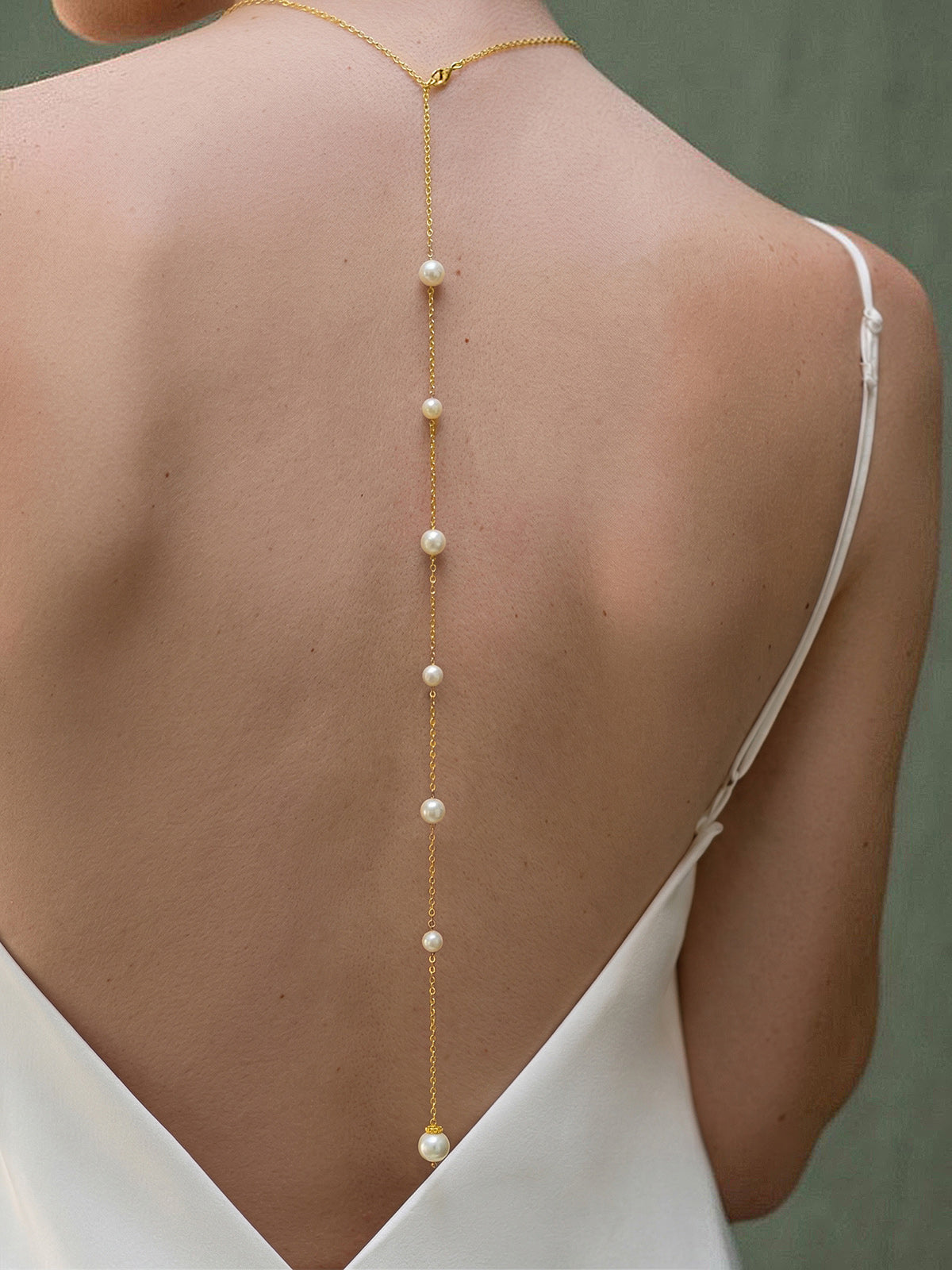 Long Pearl Drop Back Necklace with Elegant Bridal Design