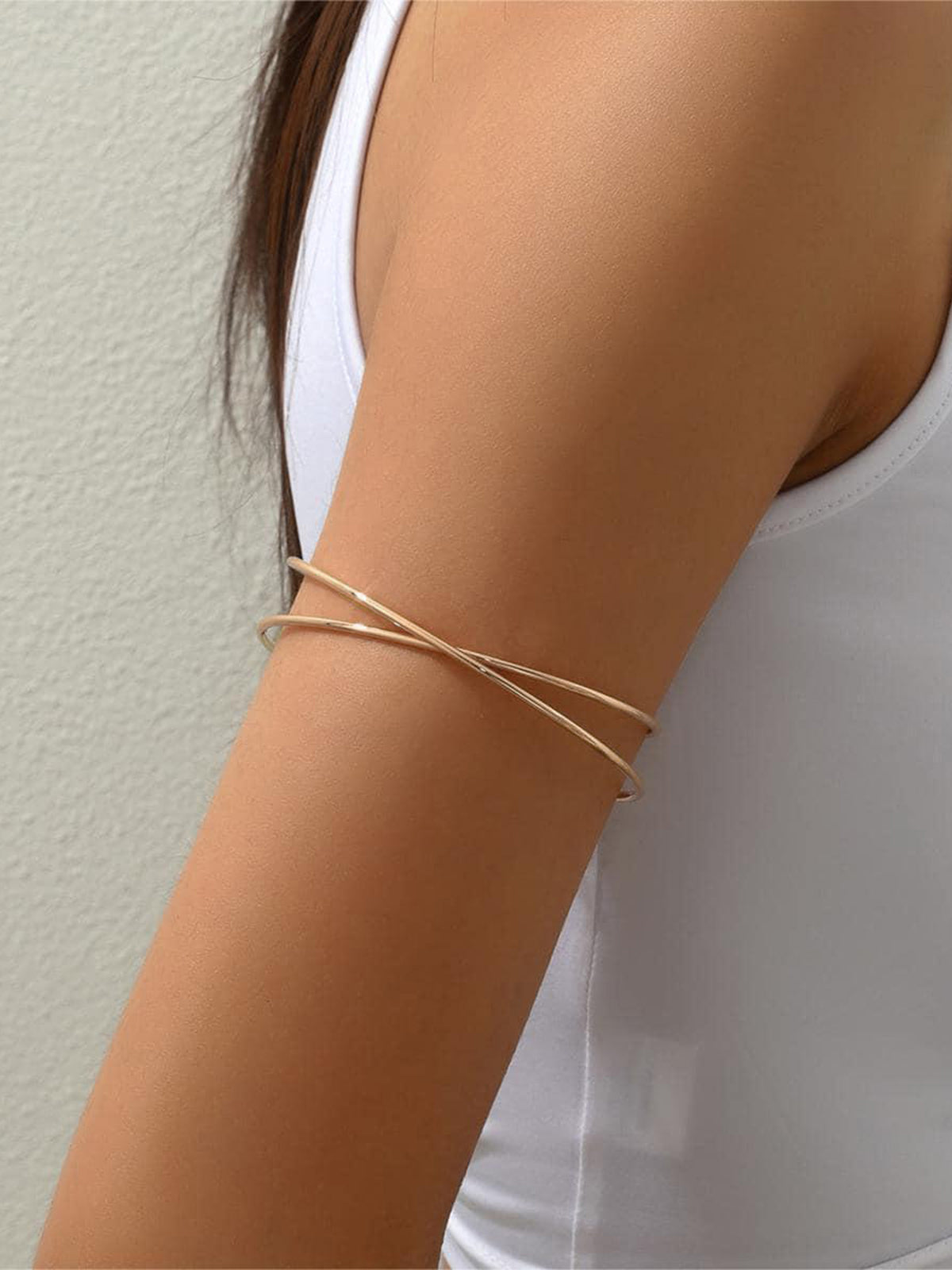 Minimalist Crisscross Upper Arm Cuff Braided Design Adjustable Jewelry
