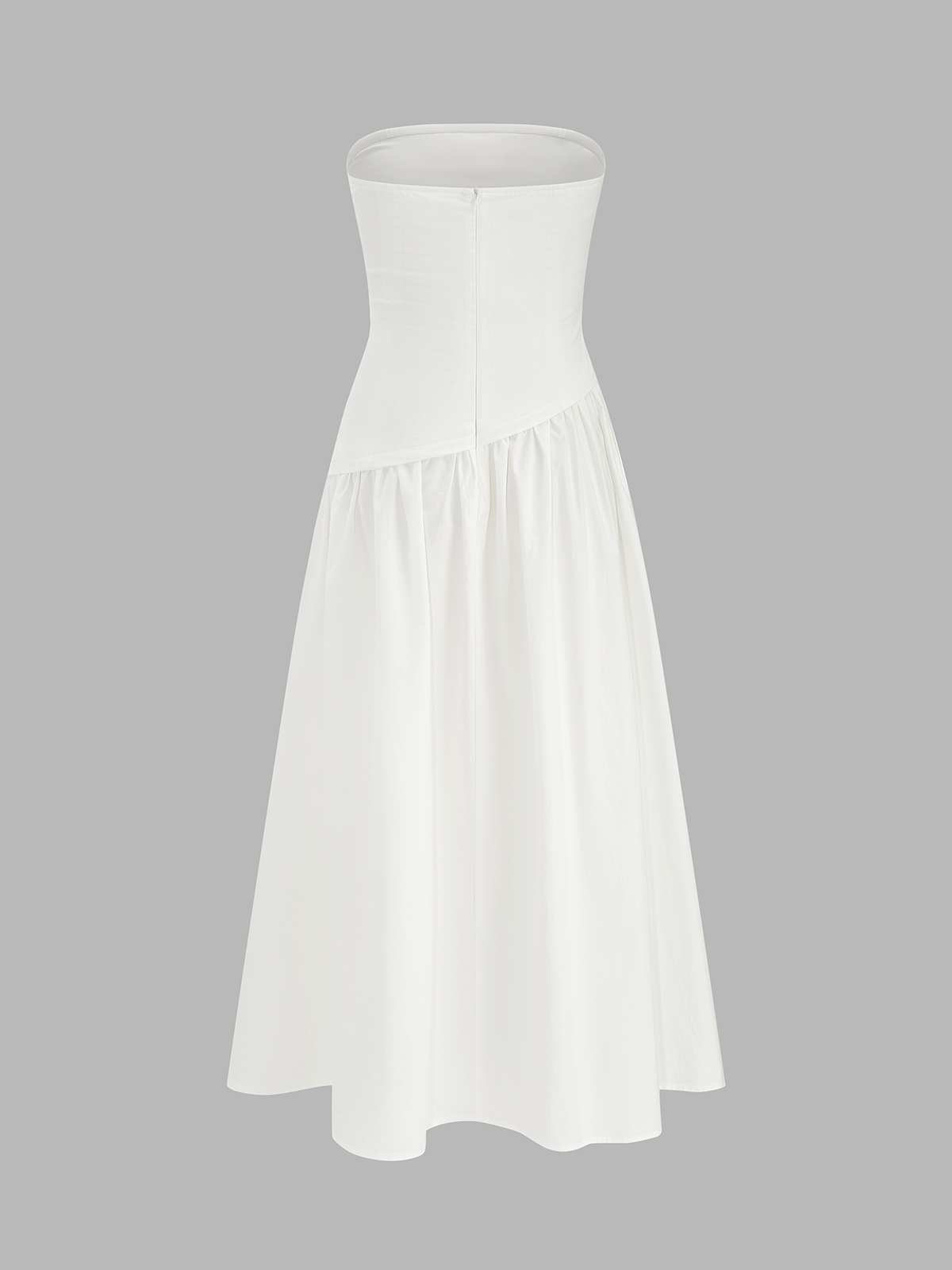 Strapless Ruched Flowy Maxi Dress Elegant Wedding Guest Outfit