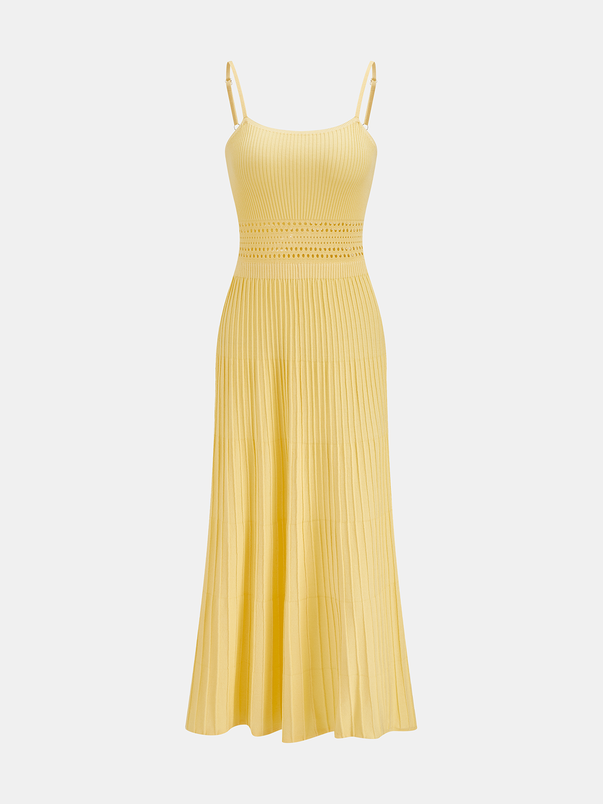 Openwork Ribbed Knit Cami Maxi Dress for Women Summer Casual