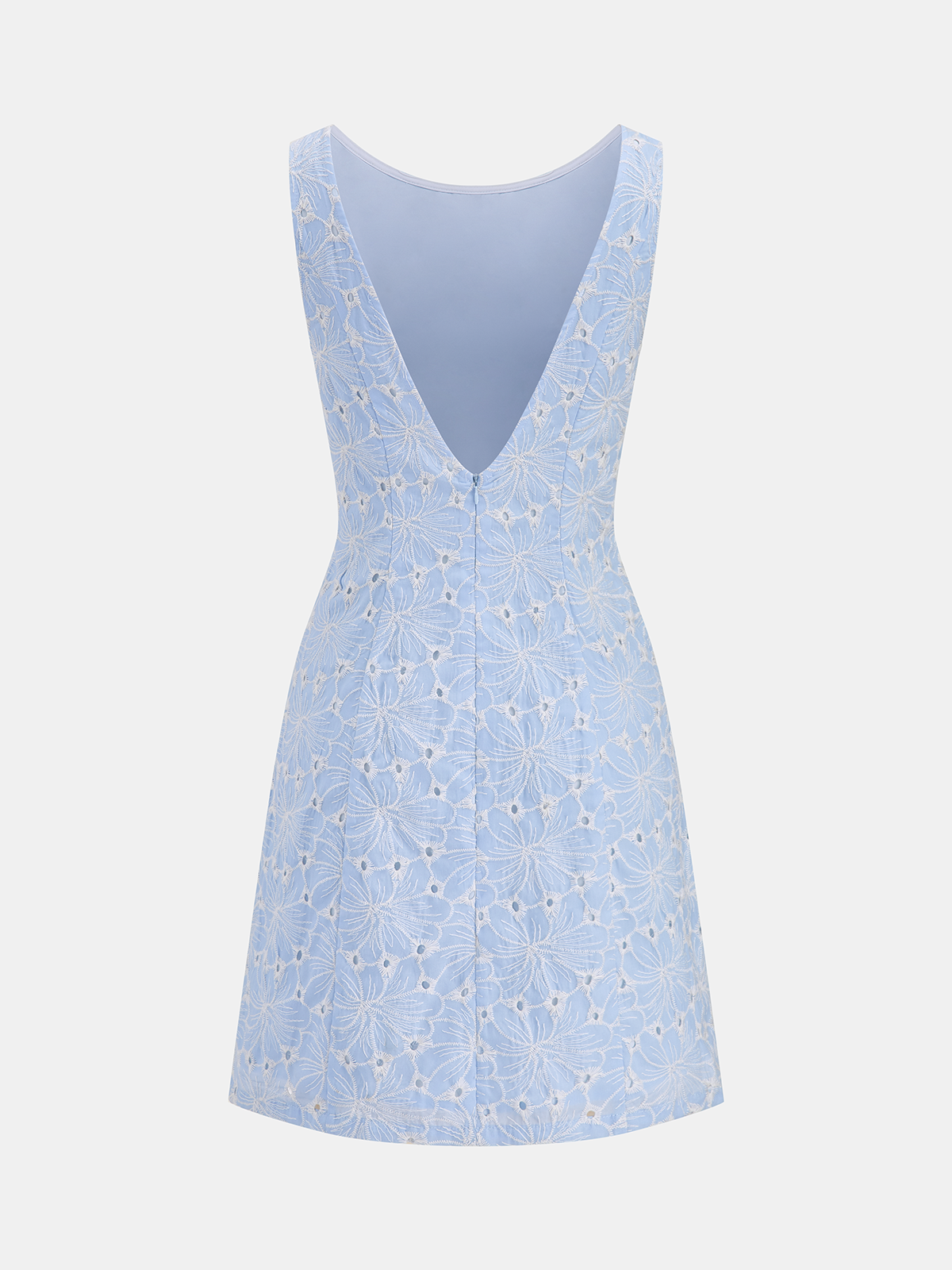 Floral Eyelet Embroidery Sleeveless Dress for Summer Weddings