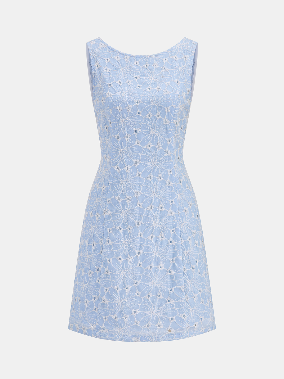 Floral Eyelet Embroidery Sleeveless Dress for Summer Weddings